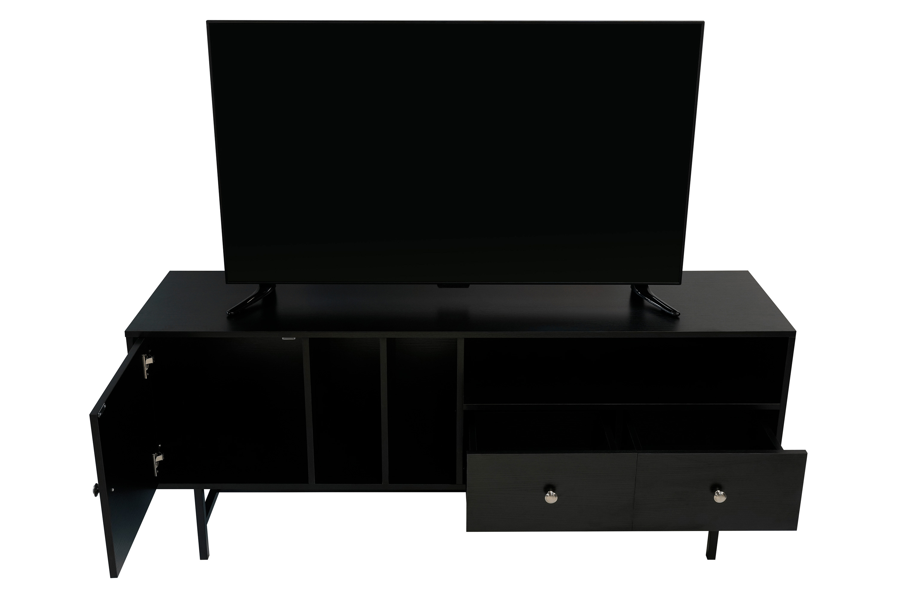 LeisureMod Rochester Modern Rectangular TV Stand with Enclosed Storage - Ebony