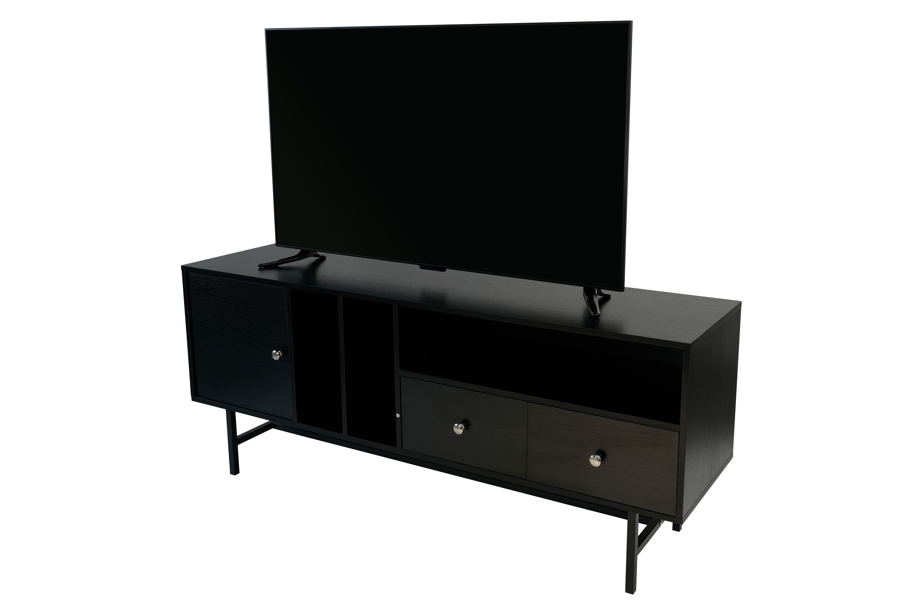 LeisureMod Rochester Modern Rectangular TV Stand with Enclosed Storage - Ebony