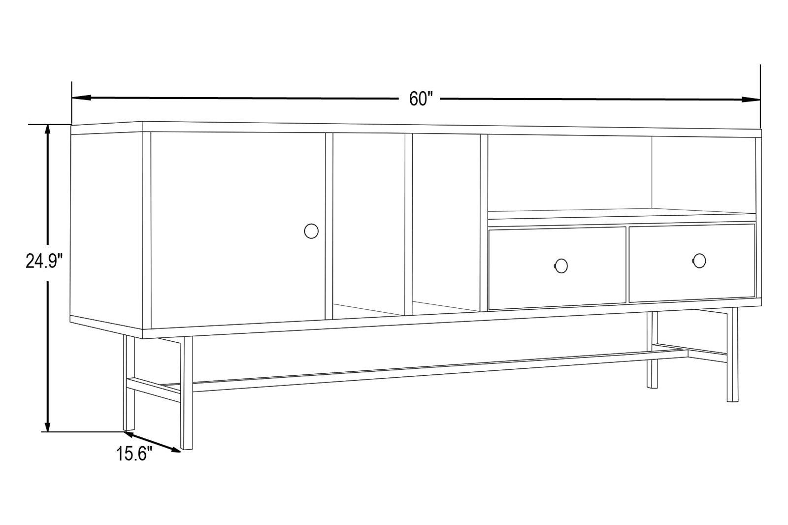 LeisureMod Rochester Modern Rectangular TV Stand with Enclosed Storage - Ebony