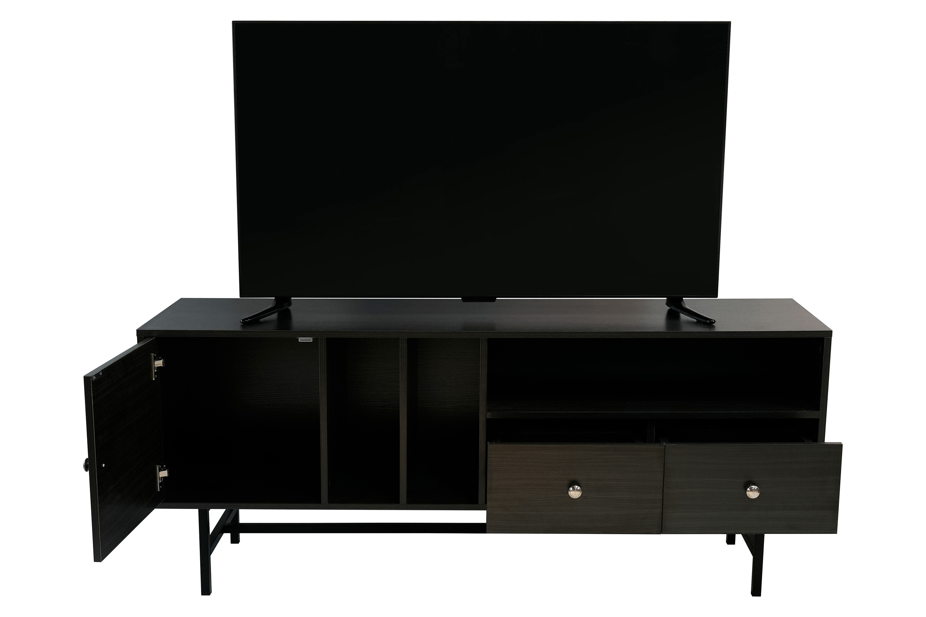 LeisureMod Rochester Modern Rectangular TV Stand with Enclosed Storage - Phantom Gray