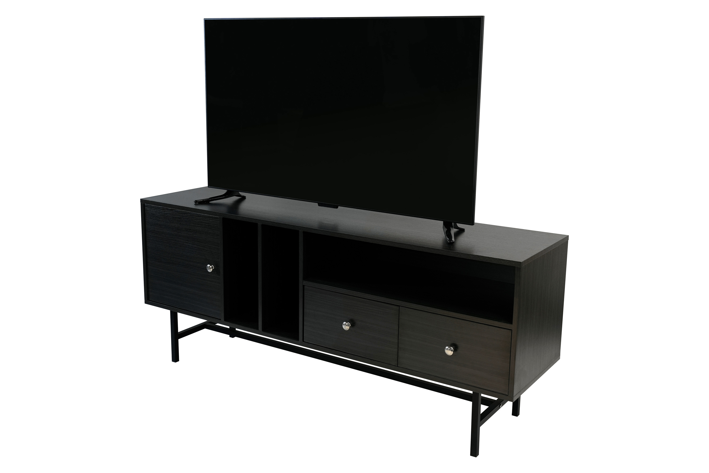 LeisureMod Rochester Modern Rectangular TV Stand with Enclosed Storage - Phantom Gray