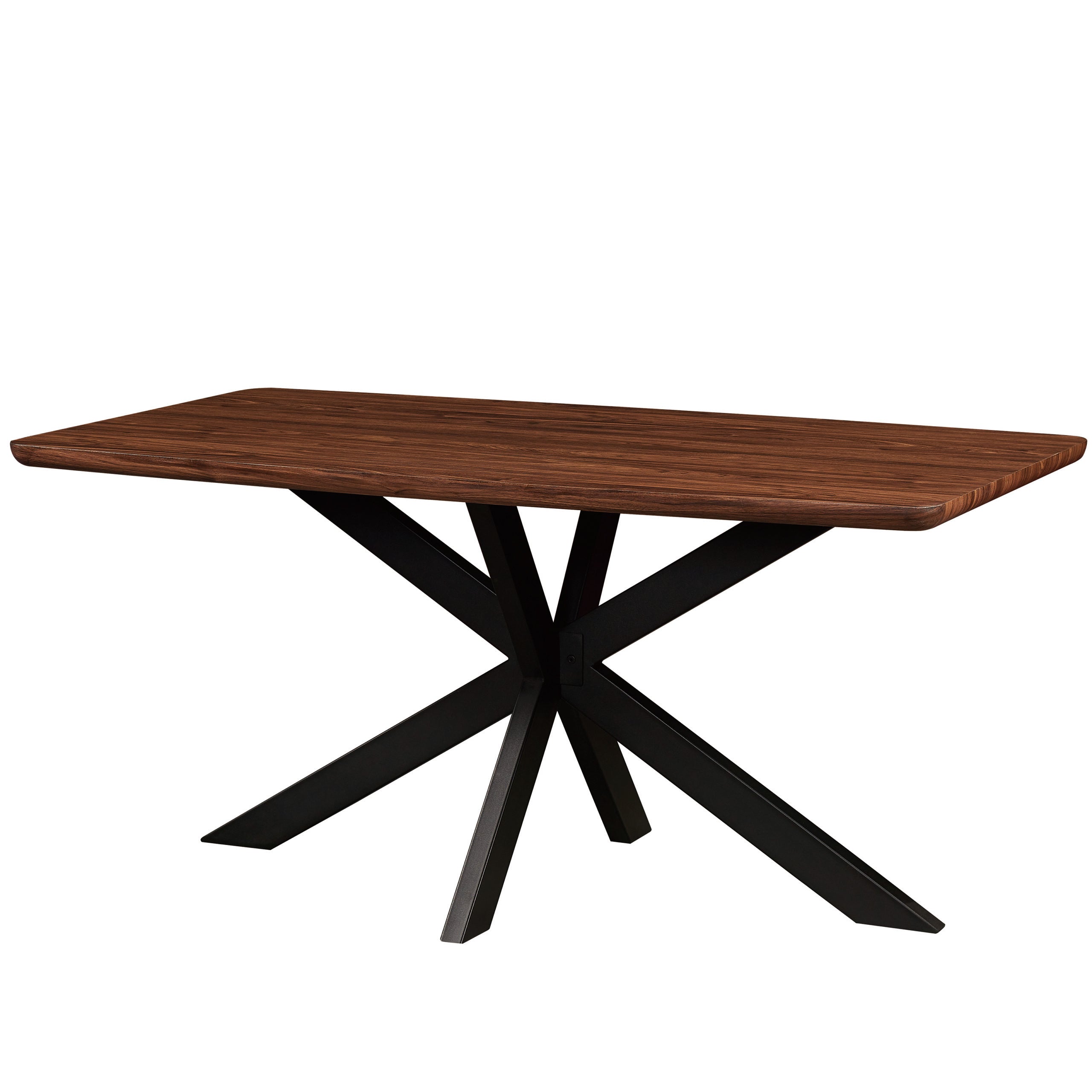 LeisureMod Ravenna 63" Rectangular Wood Dining Table with Modern Metal Base