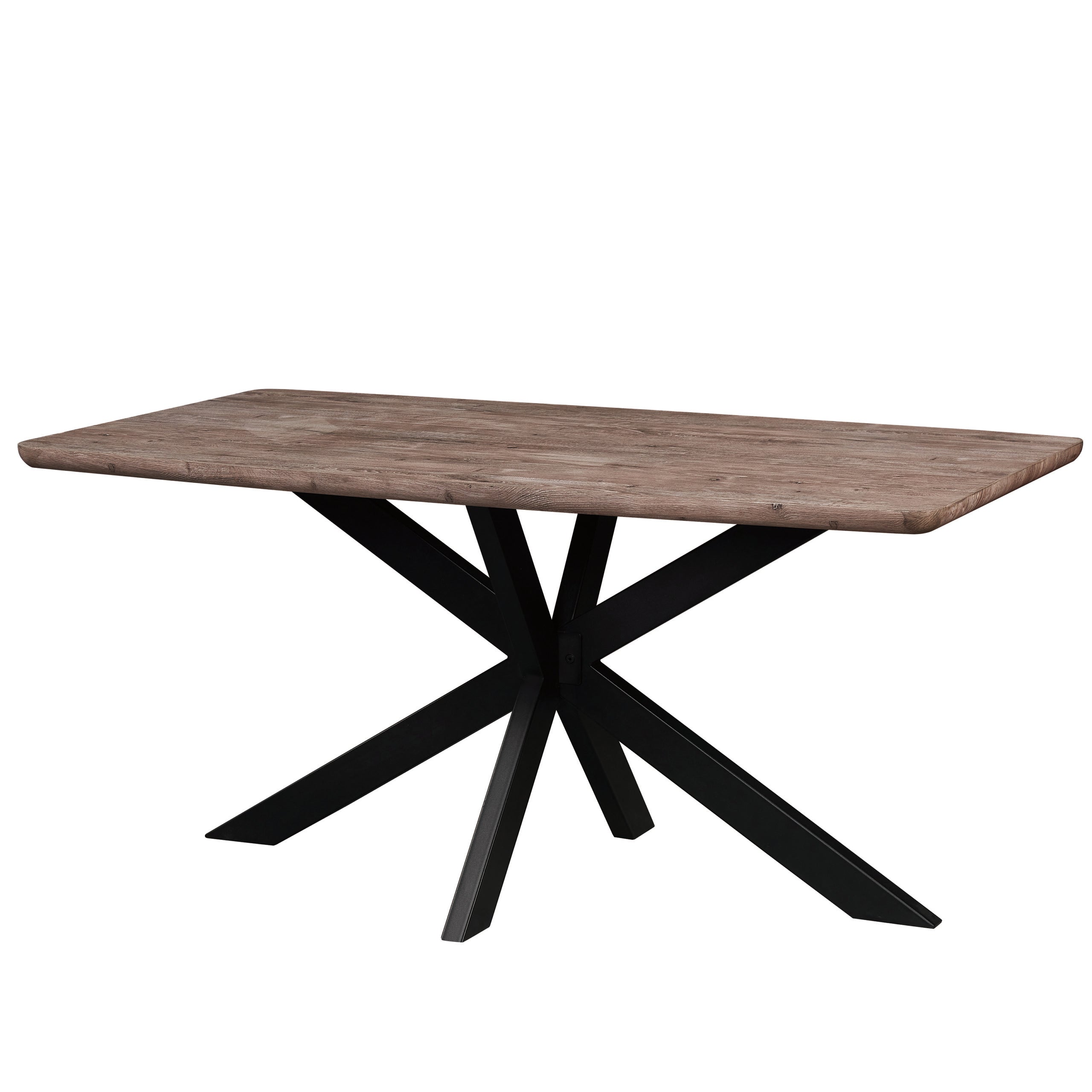 LeisureMod Ravenna 63" Rectangular Wood Dining Table with Modern Metal Base