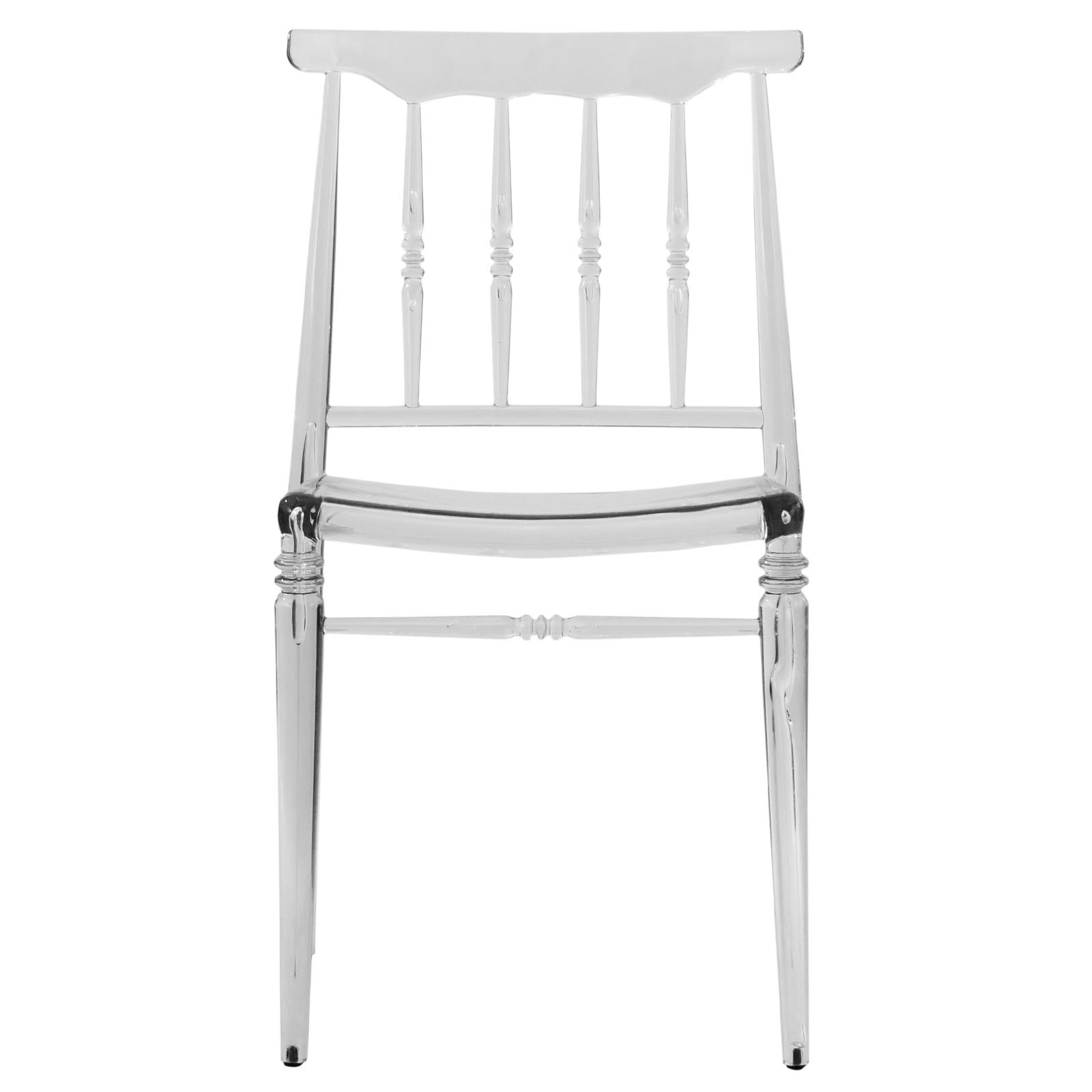 LeisureMod Spindle Transparent Modern Lucite Dining Chair - Clear