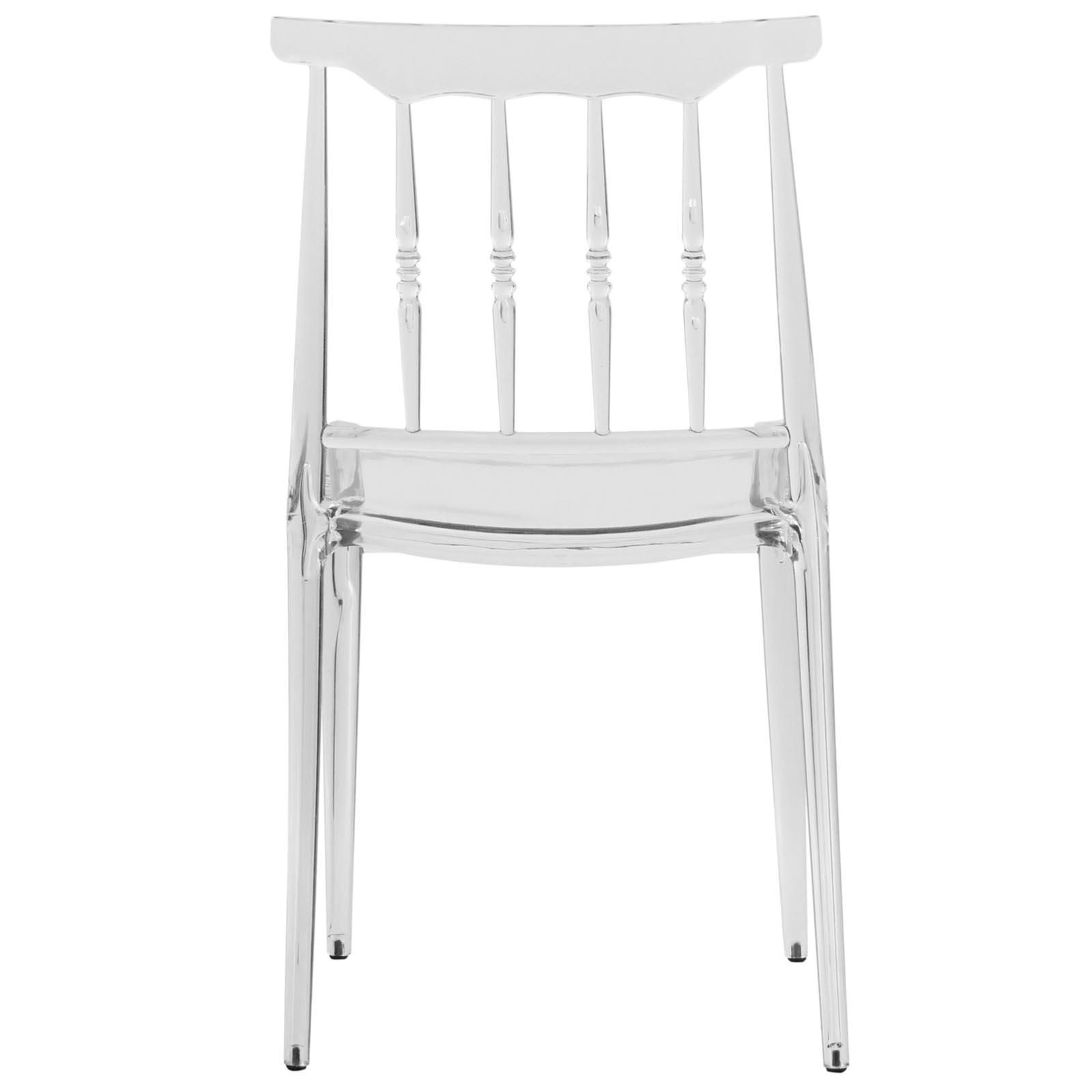 LeisureMod Spindle Transparent Modern Lucite Dining Chair - Clear