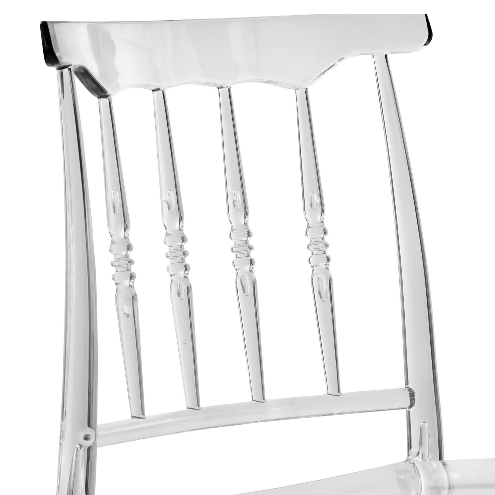 LeisureMod Spindle Transparent Modern Lucite Dining Chair - Clear