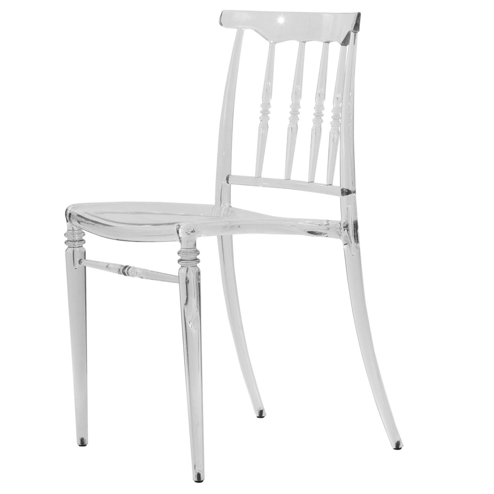 LeisureMod Spindle Transparent Modern Lucite Dining Chair - Clear