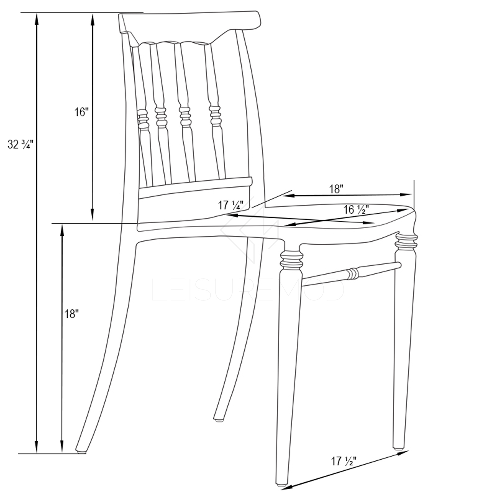 LeisureMod Spindle Transparent Modern Lucite Dining Chair - Clear