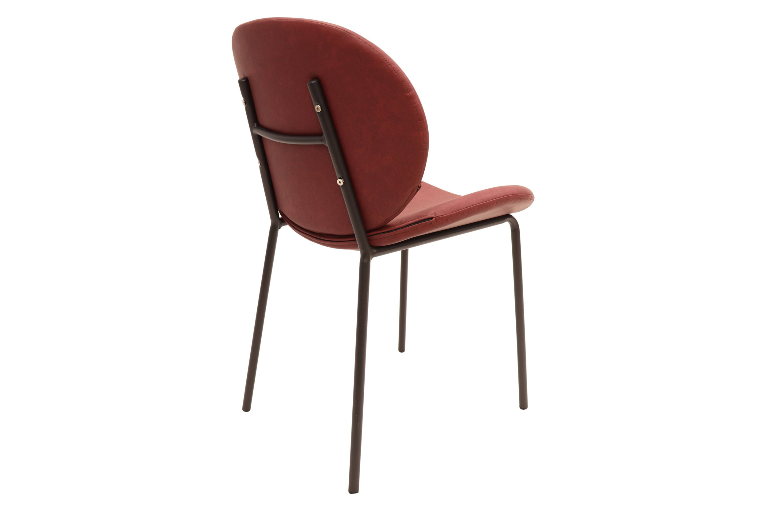 LeisureMod Servos Modern Upholstered Faux Leather Dining Side Chair - Bordeaux