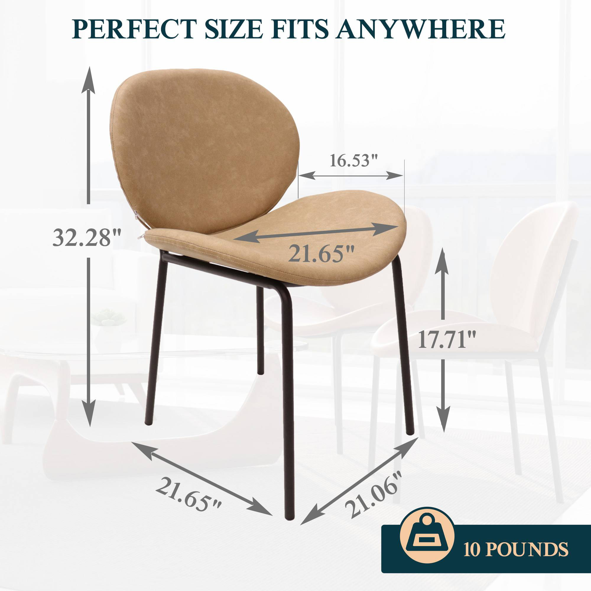 LeisureMod Servos Modern Upholstered Faux Leather Dining Side Chair - Sand Brown