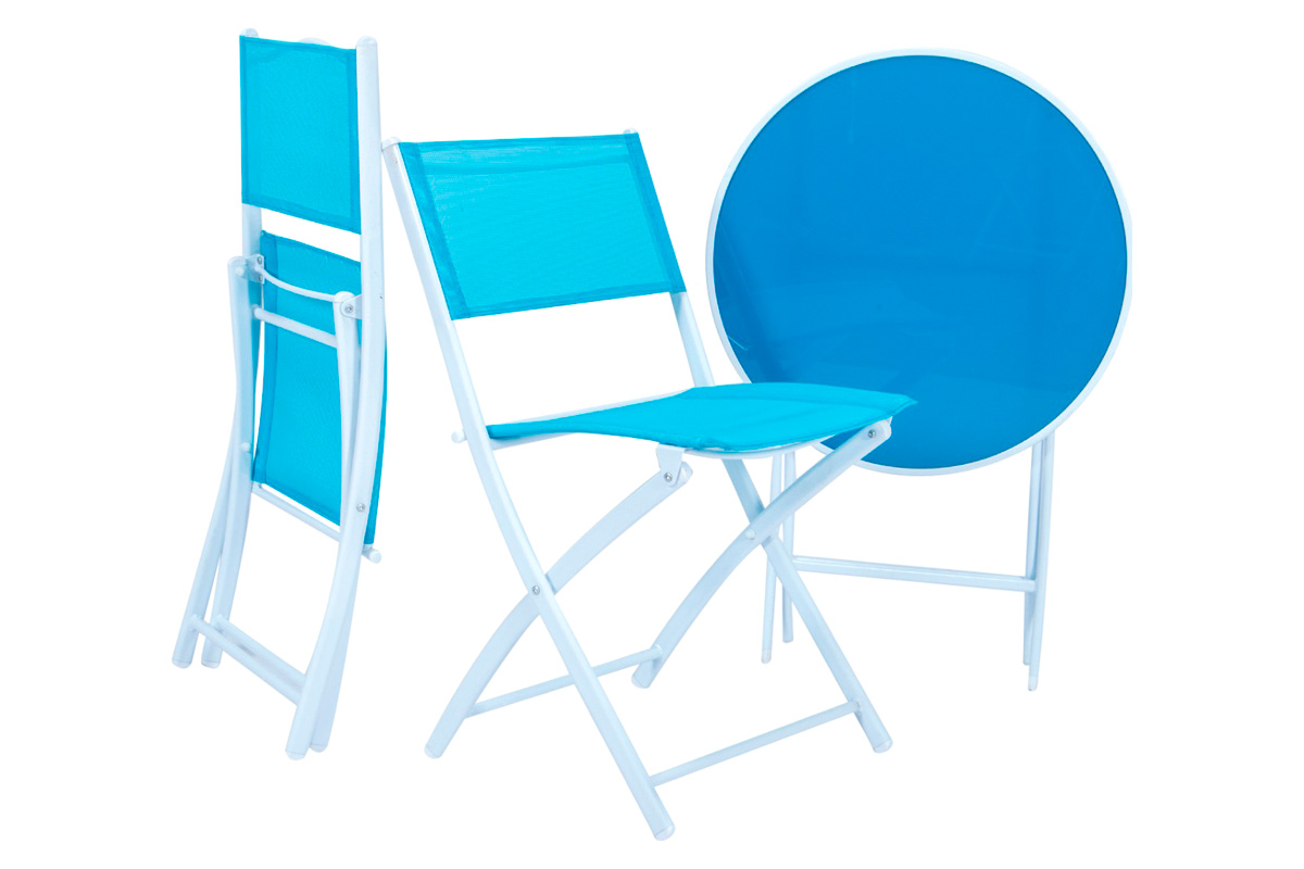 LeisureMod Sling Modern Bistro Dining Set - Blue