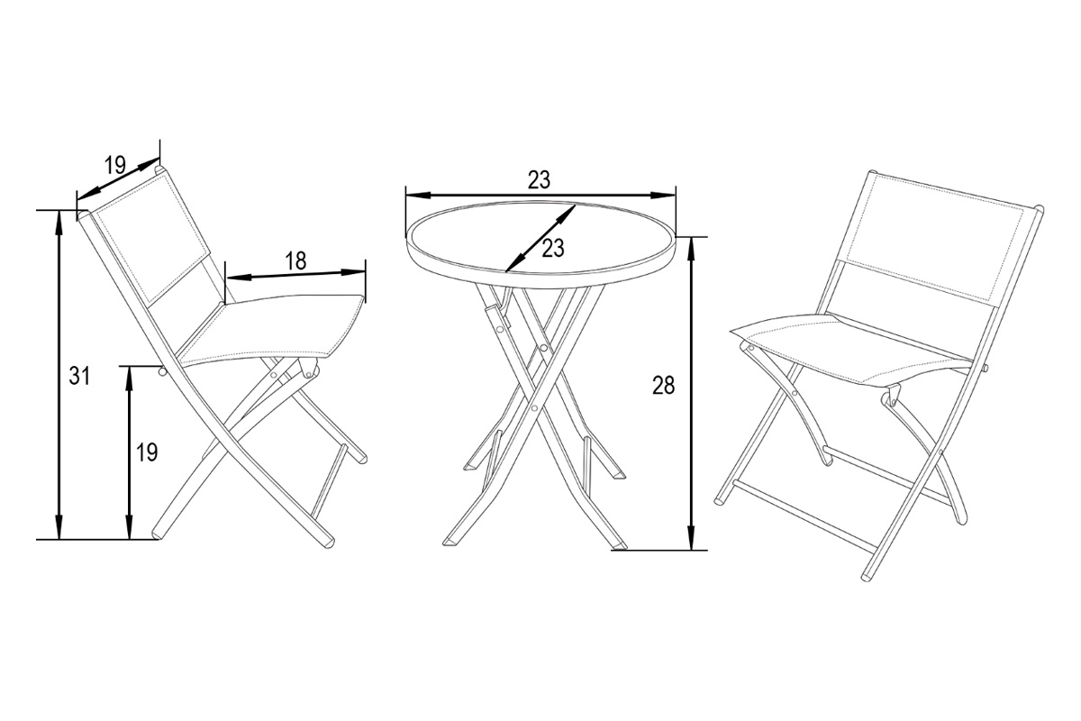 LeisureMod Sling Modern Bistro Dining Set - Blue