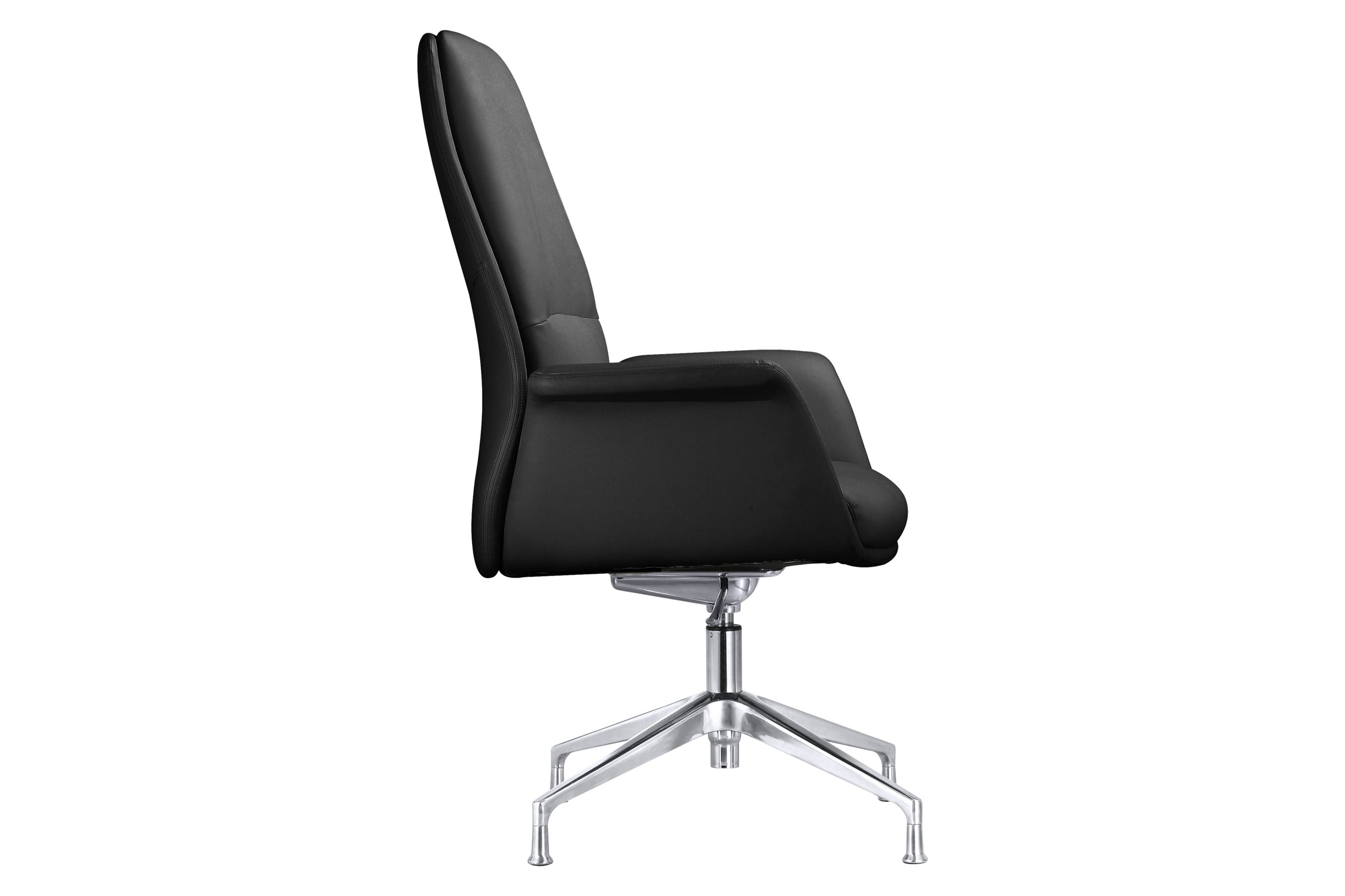 LeisureMod Summit Modern Office Chair in Faux Leather and Aluminum Frame with Adjustable Height and Swivel