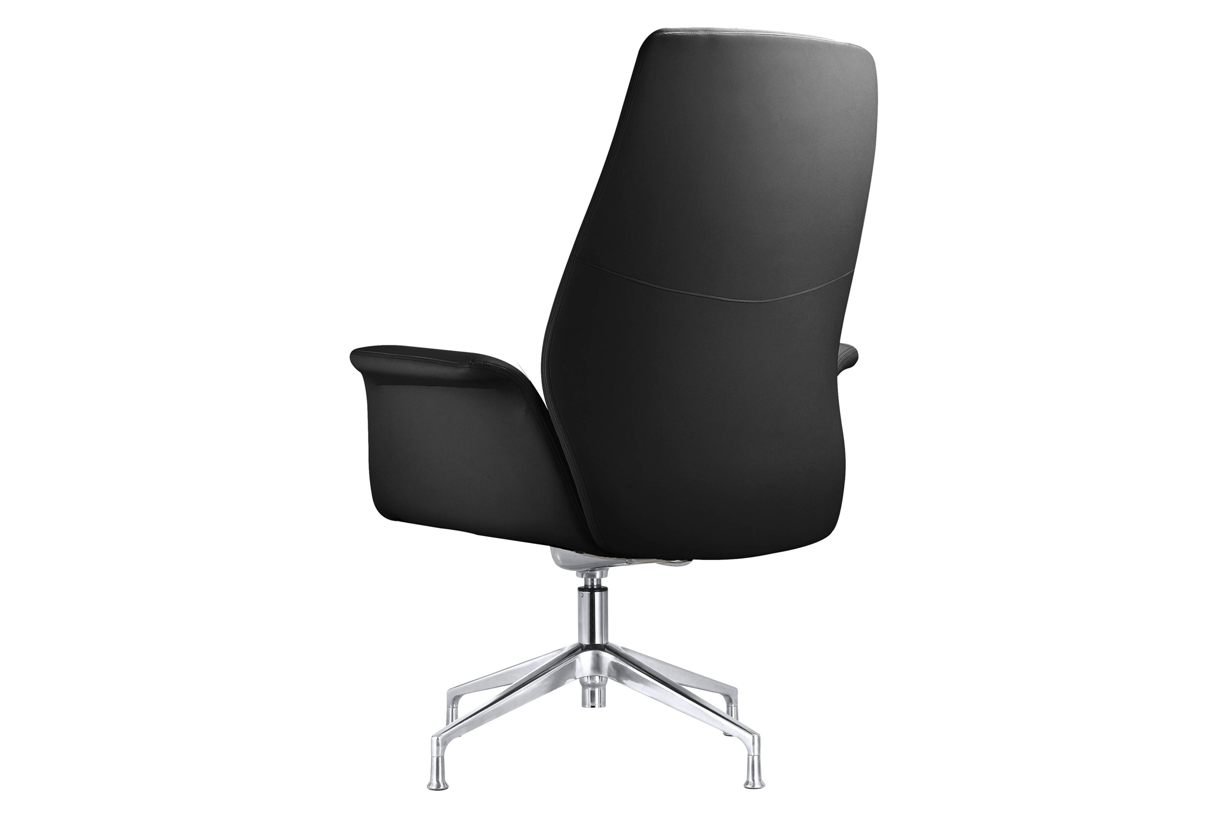 LeisureMod Summit Modern Office Chair in Faux Leather and Aluminum Frame with Adjustable Height and Swivel - Black