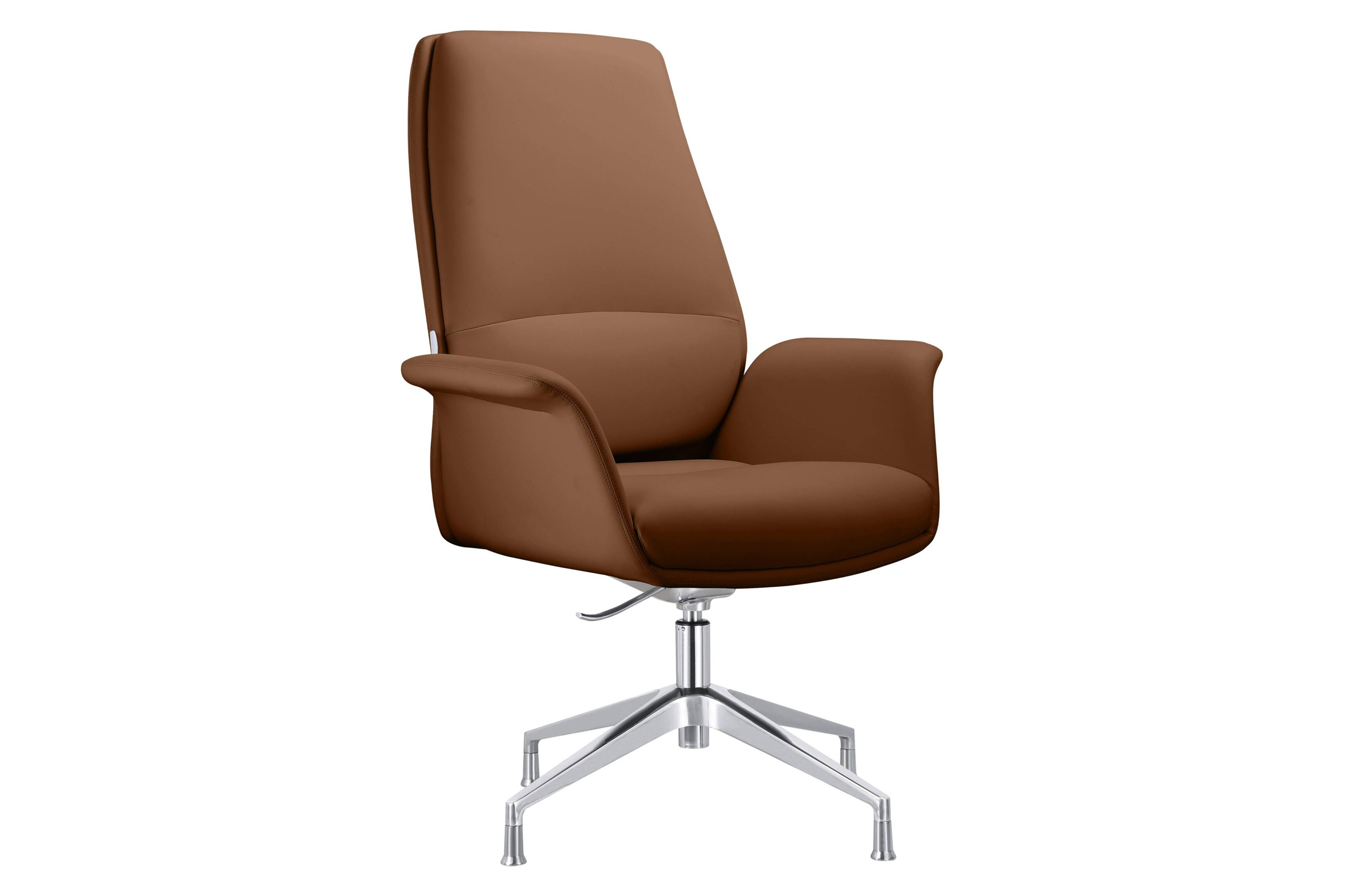 LeisureMod Summit Modern Office Chair in Faux Leather and Aluminum Frame with Adjustable Height and Swivel - Dark Brown