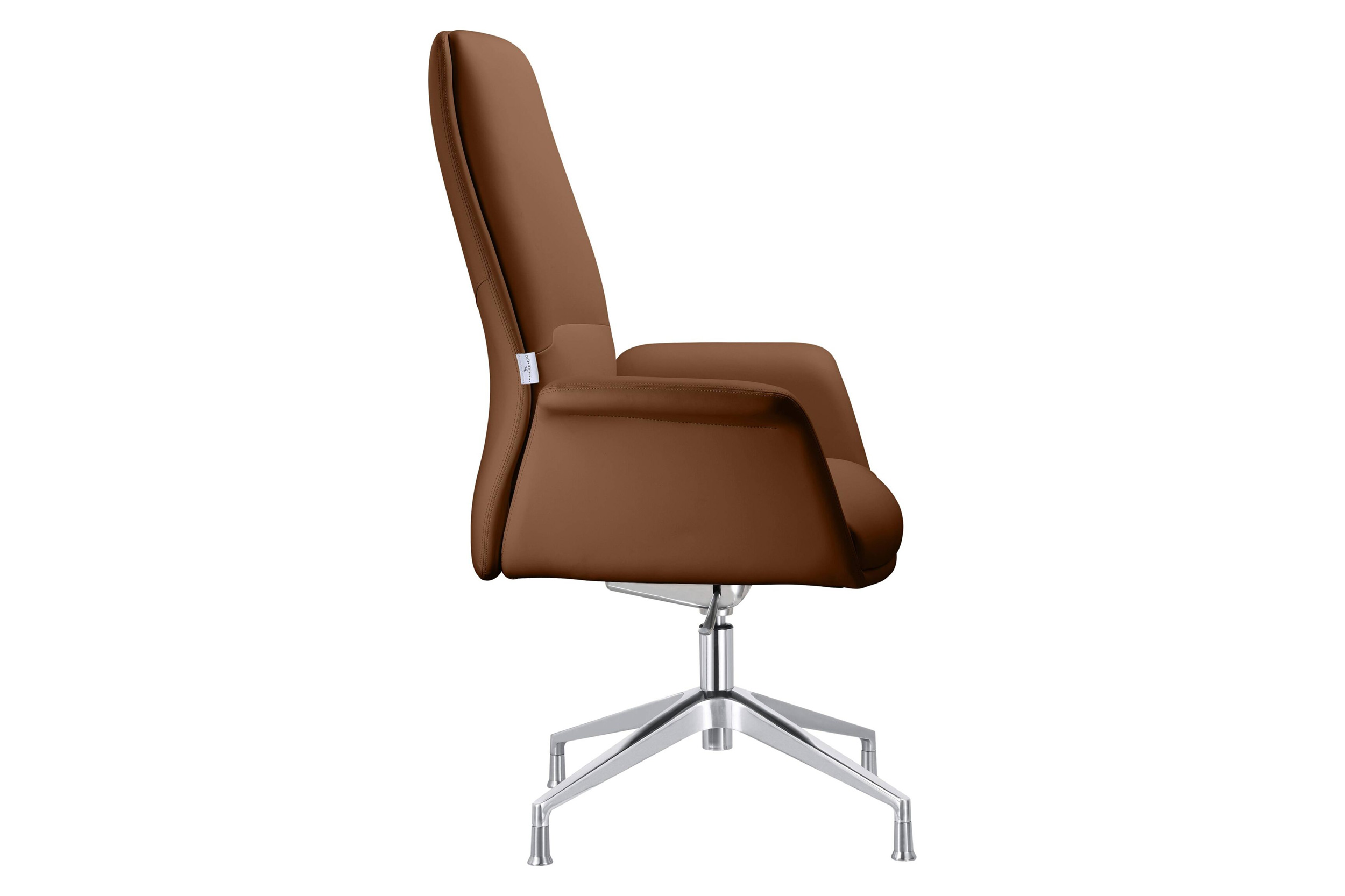 LeisureMod Summit Modern Office Chair in Faux Leather and Aluminum Frame with Adjustable Height and Swivel - Dark Brown