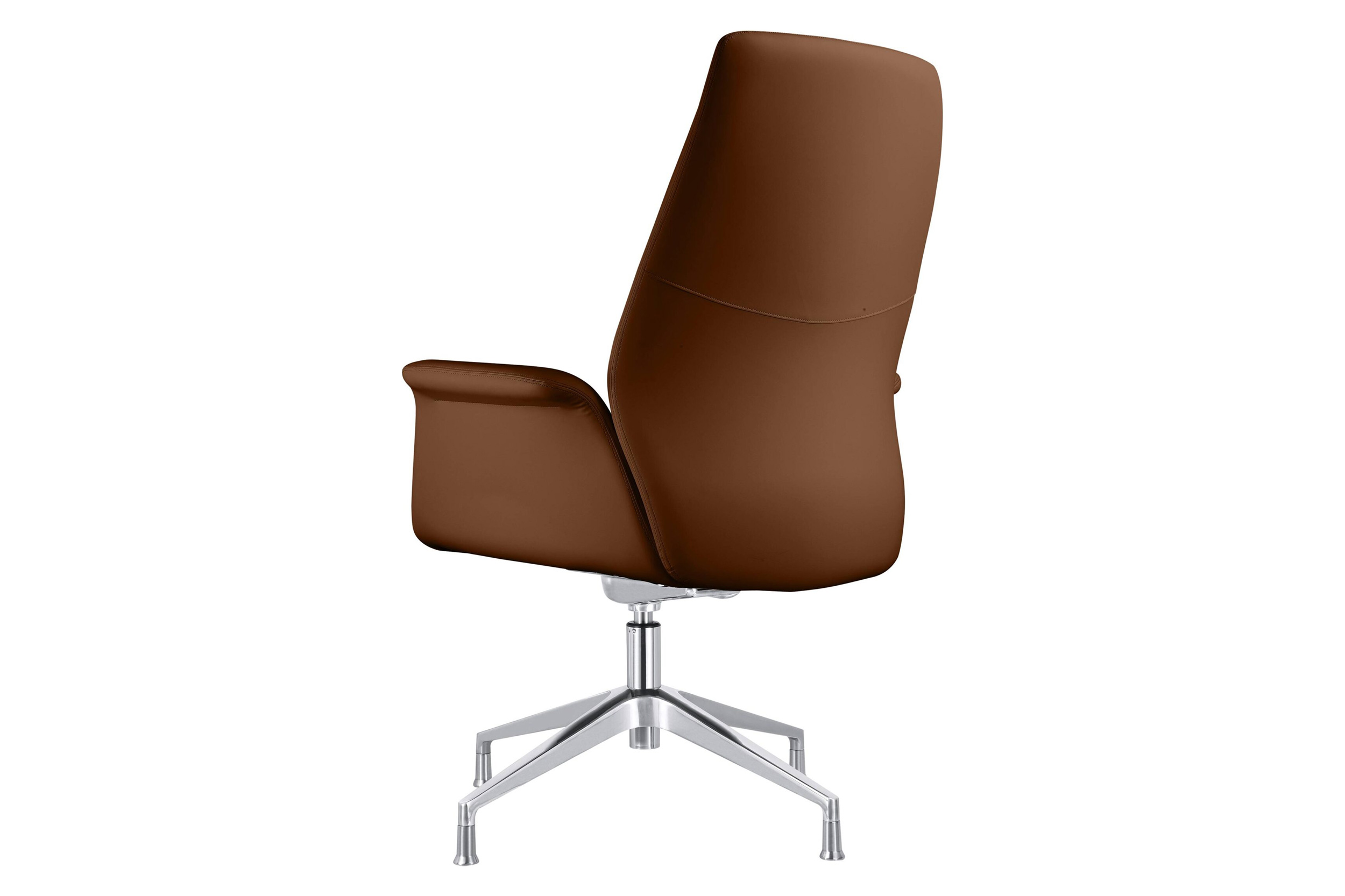 LeisureMod Summit Modern Office Chair in Faux Leather and Aluminum Frame with Adjustable Height and Swivel - Dark Brown