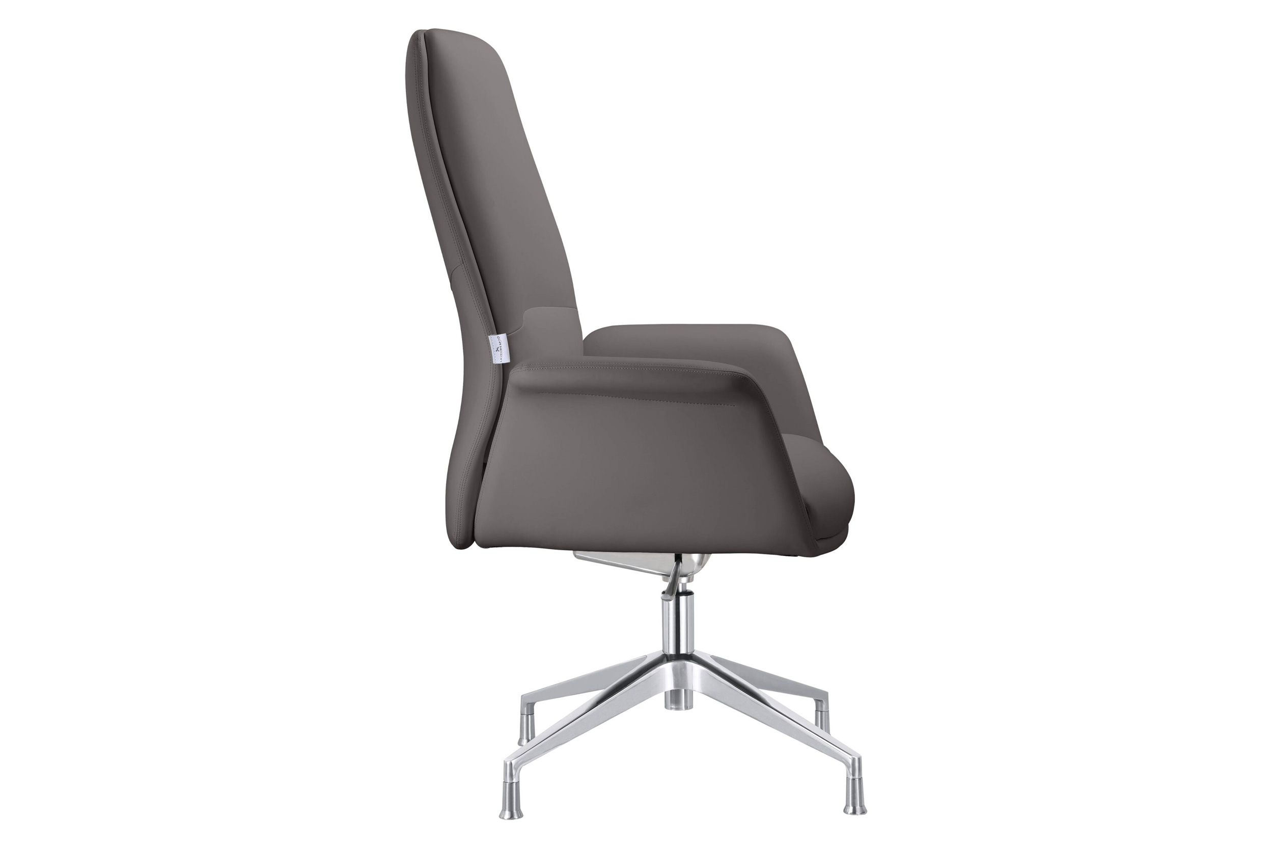 LeisureMod Summit Modern Office Chair in Faux Leather and Aluminum Frame with Adjustable Height and Swivel - Gray