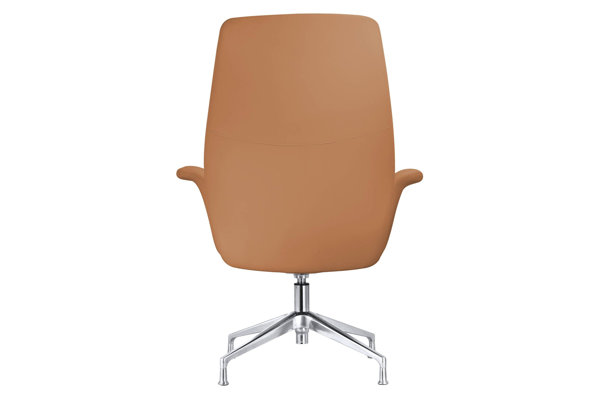 LeisureMod Summit Modern Office Chair in Faux Leather and Aluminum Frame with Adjustable Height and Swivel - Acorn Brown