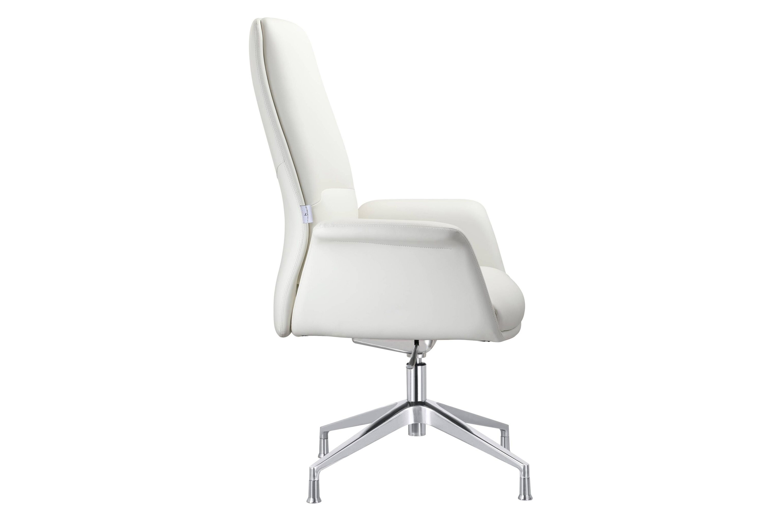 LeisureMod Summit Modern Office Chair in Faux Leather and Aluminum Frame with Adjustable Height and Swivel - White