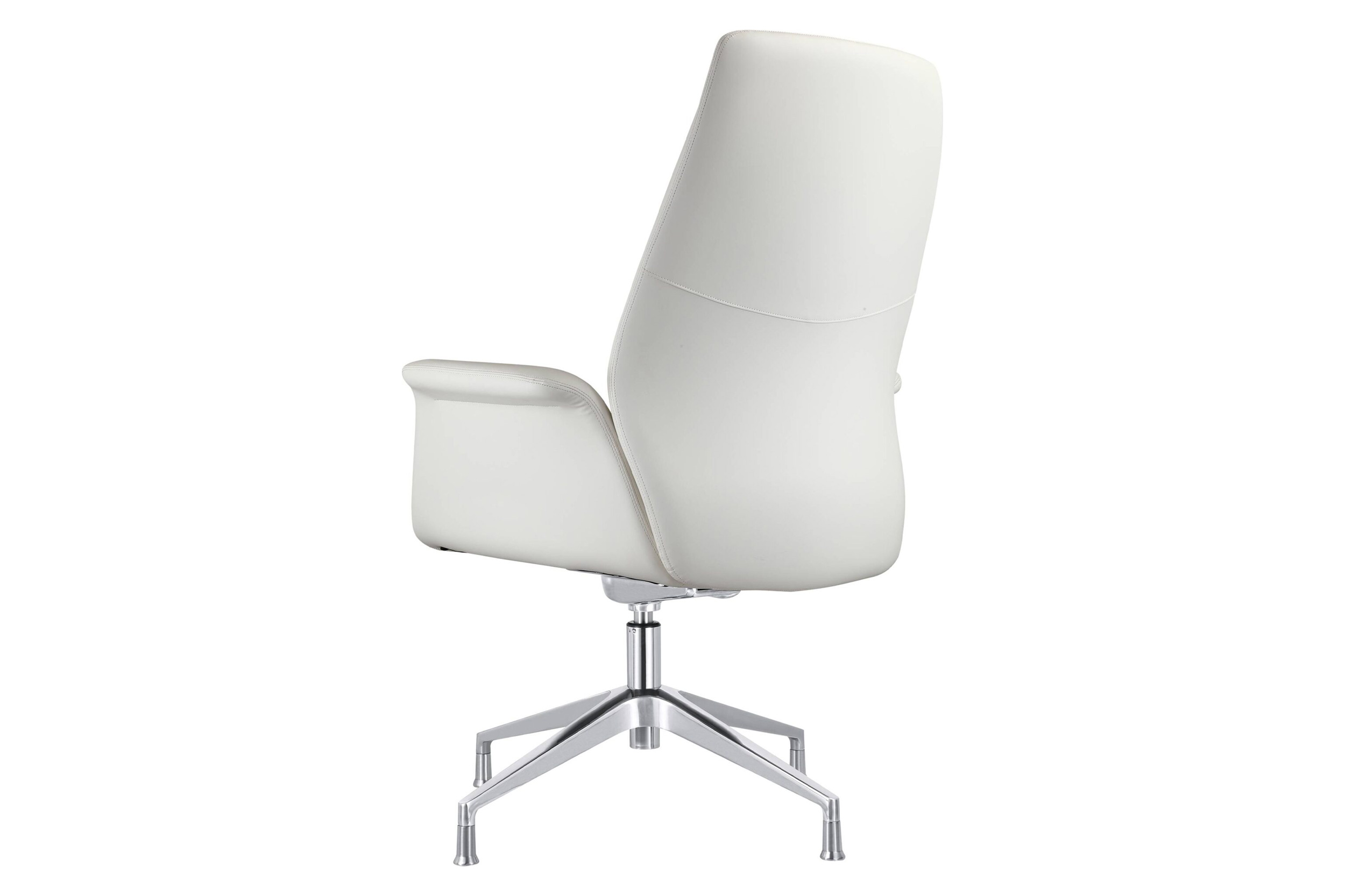 LeisureMod Summit Modern Office Chair in Faux Leather and Aluminum Frame with Adjustable Height and Swivel - White