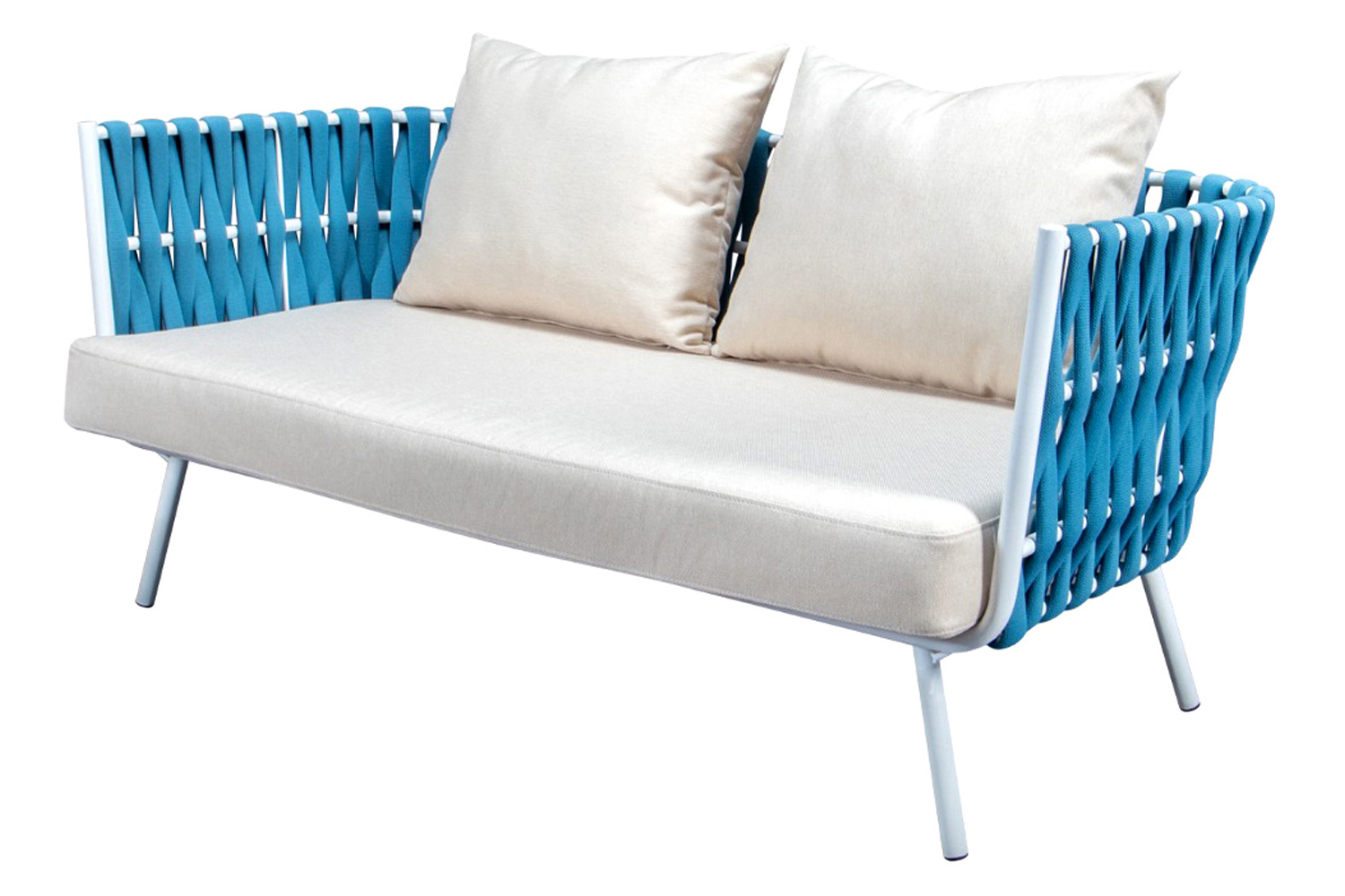 LeisureMod Spencer Modern Outdoor Rope Loveseat with Cushions