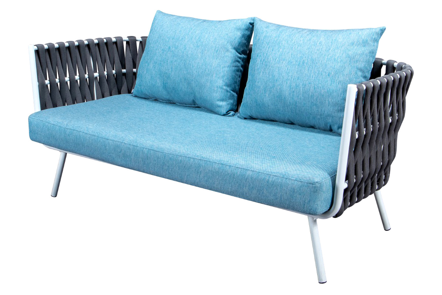 LeisureMod Spencer Modern Outdoor Rope Loveseat with Cushions