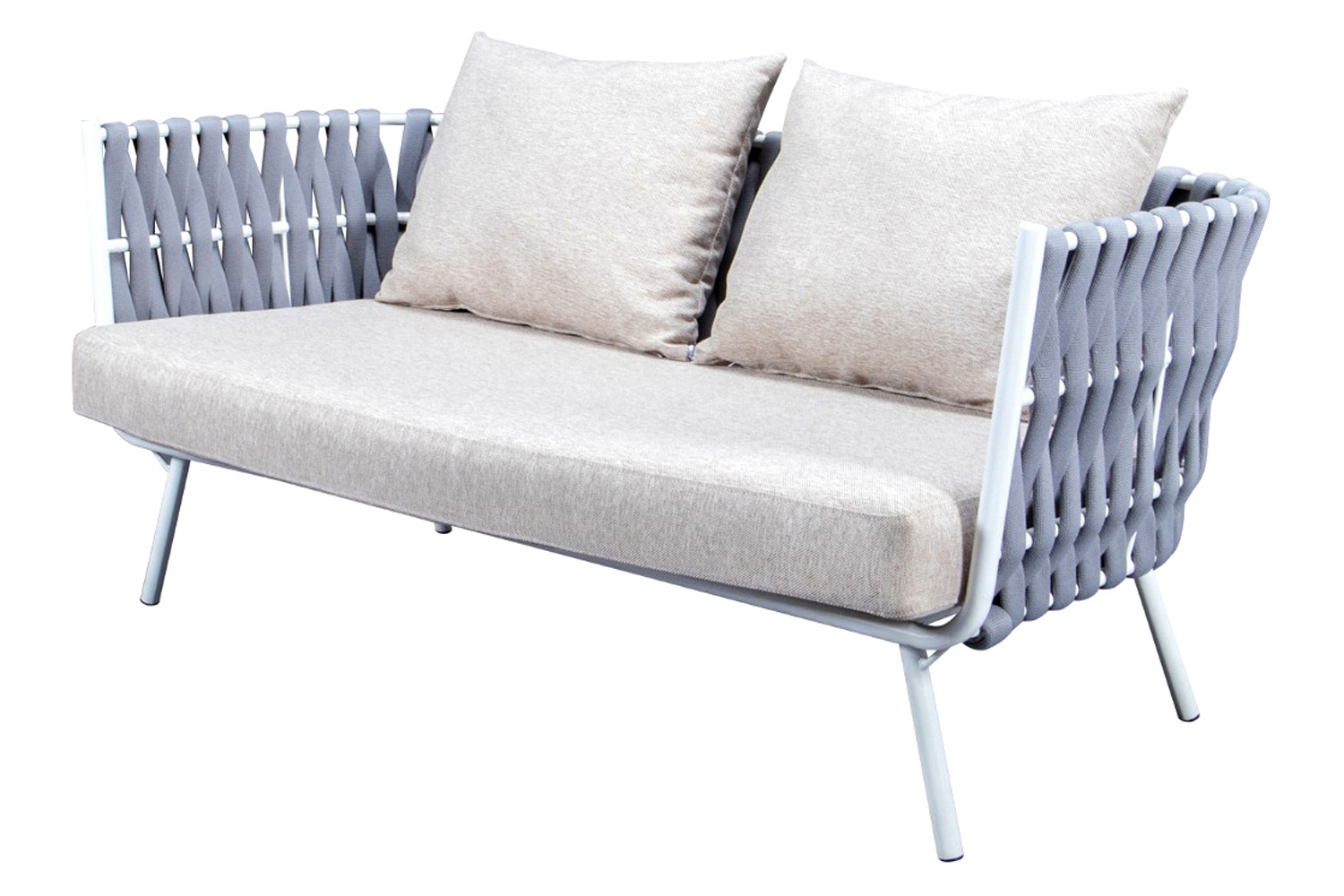 LeisureMod Spencer Modern Outdoor Rope Loveseat with Cushions