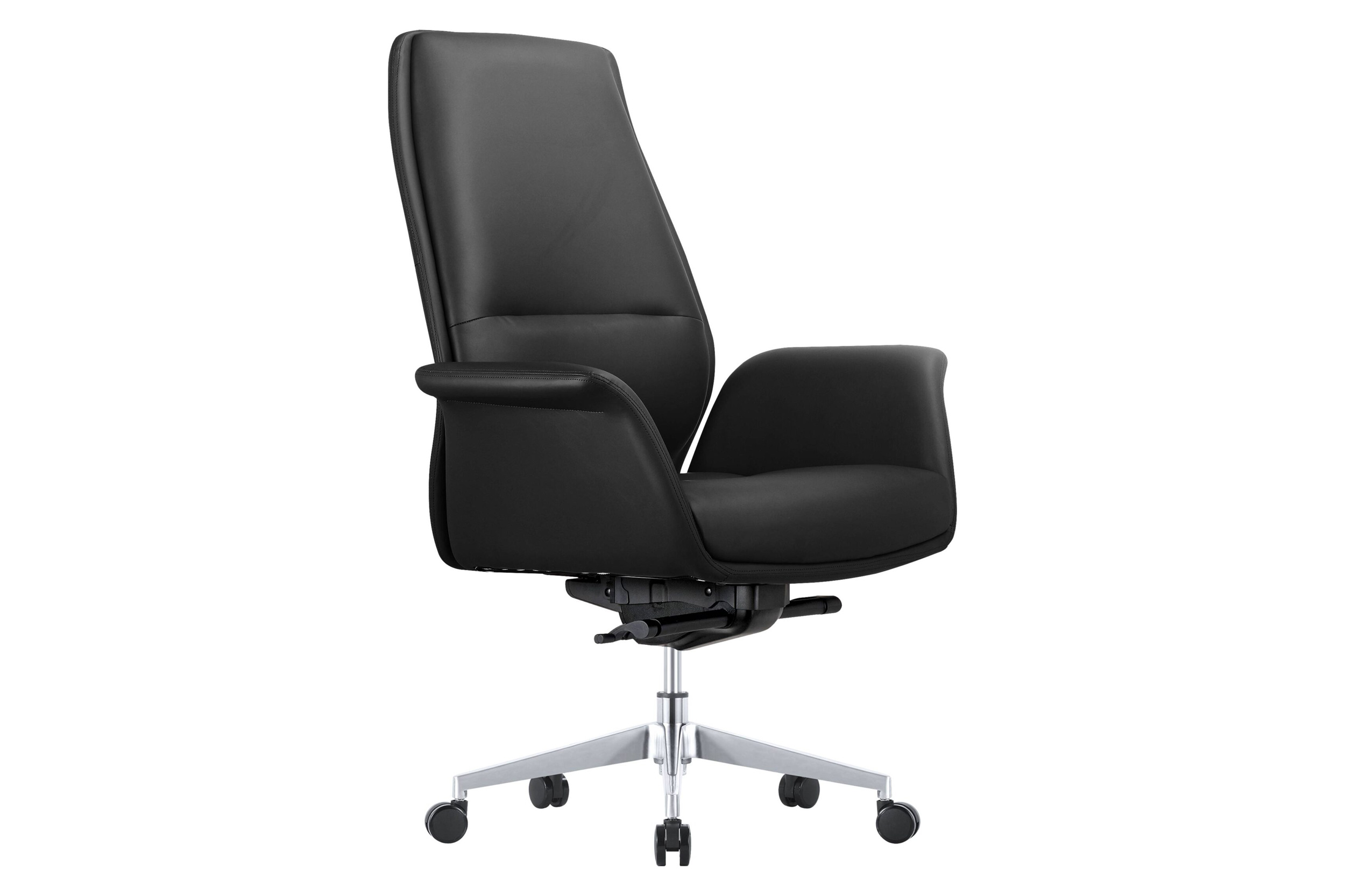 LeisureMod Summit Mid-Century Modern Faux Leather Conference Office Chair with Swivel and Tilt