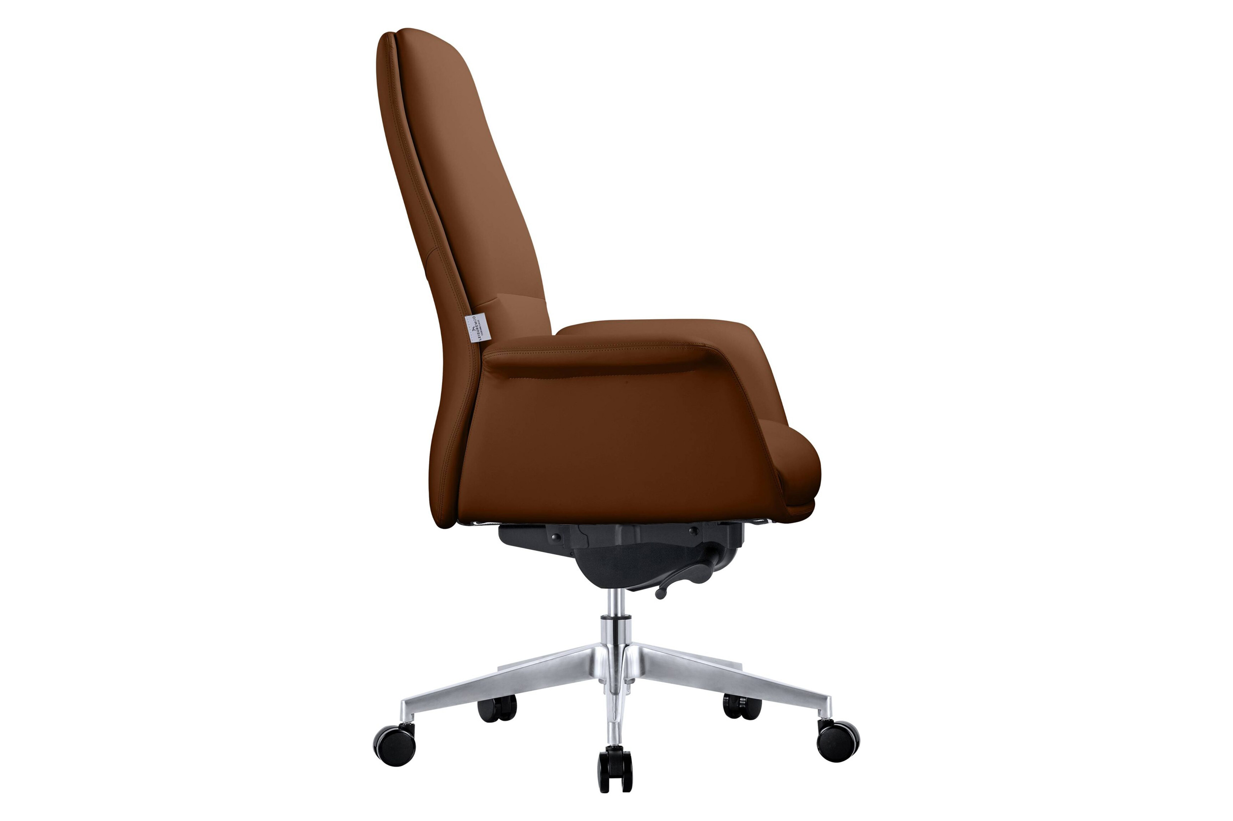 LeisureMod Summit Mid-Century Modern Faux Leather Conference Office Chair with Swivel and Tilt - Dark Brown