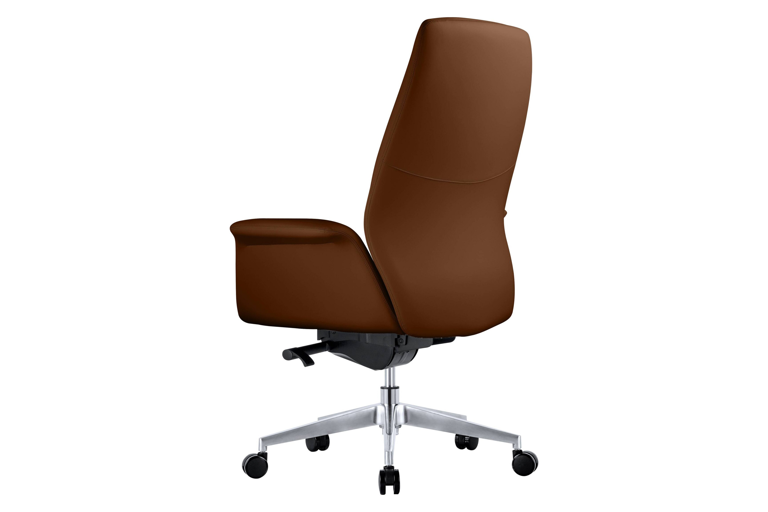 LeisureMod Summit Mid-Century Modern Faux Leather Conference Office Chair with Swivel and Tilt - Dark Brown