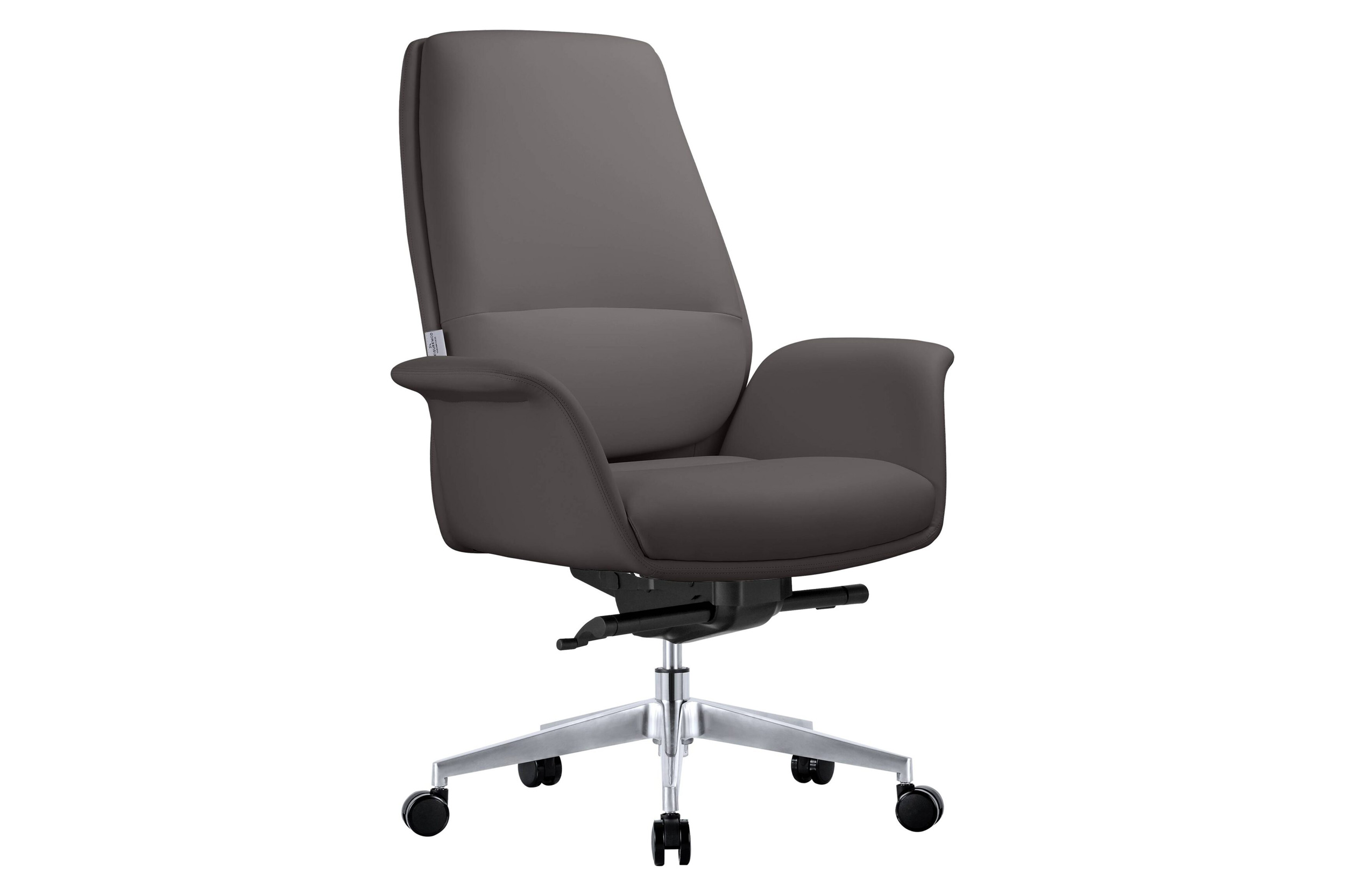 LeisureMod Summit Mid-Century Modern Faux Leather Conference Office Chair with Swivel and Tilt