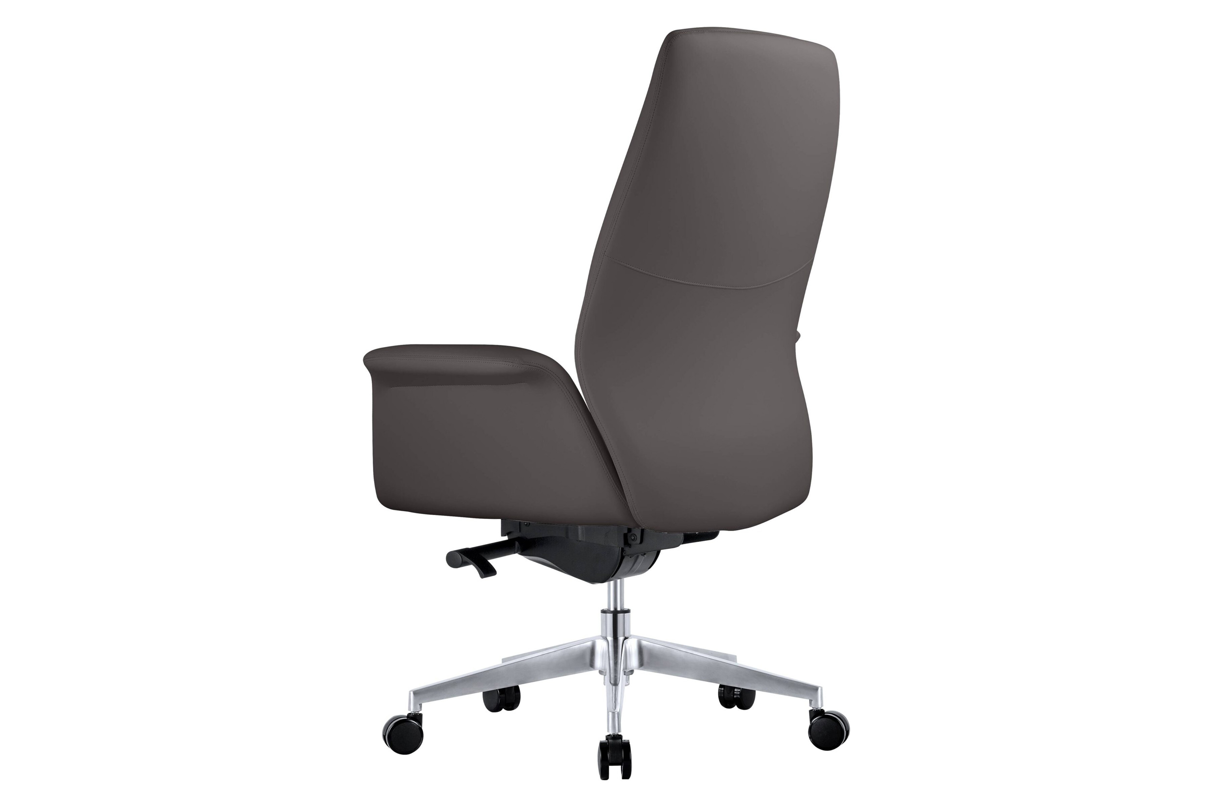 LeisureMod Summit Mid-Century Modern Faux Leather Conference Office Chair with Swivel and Tilt - Gray