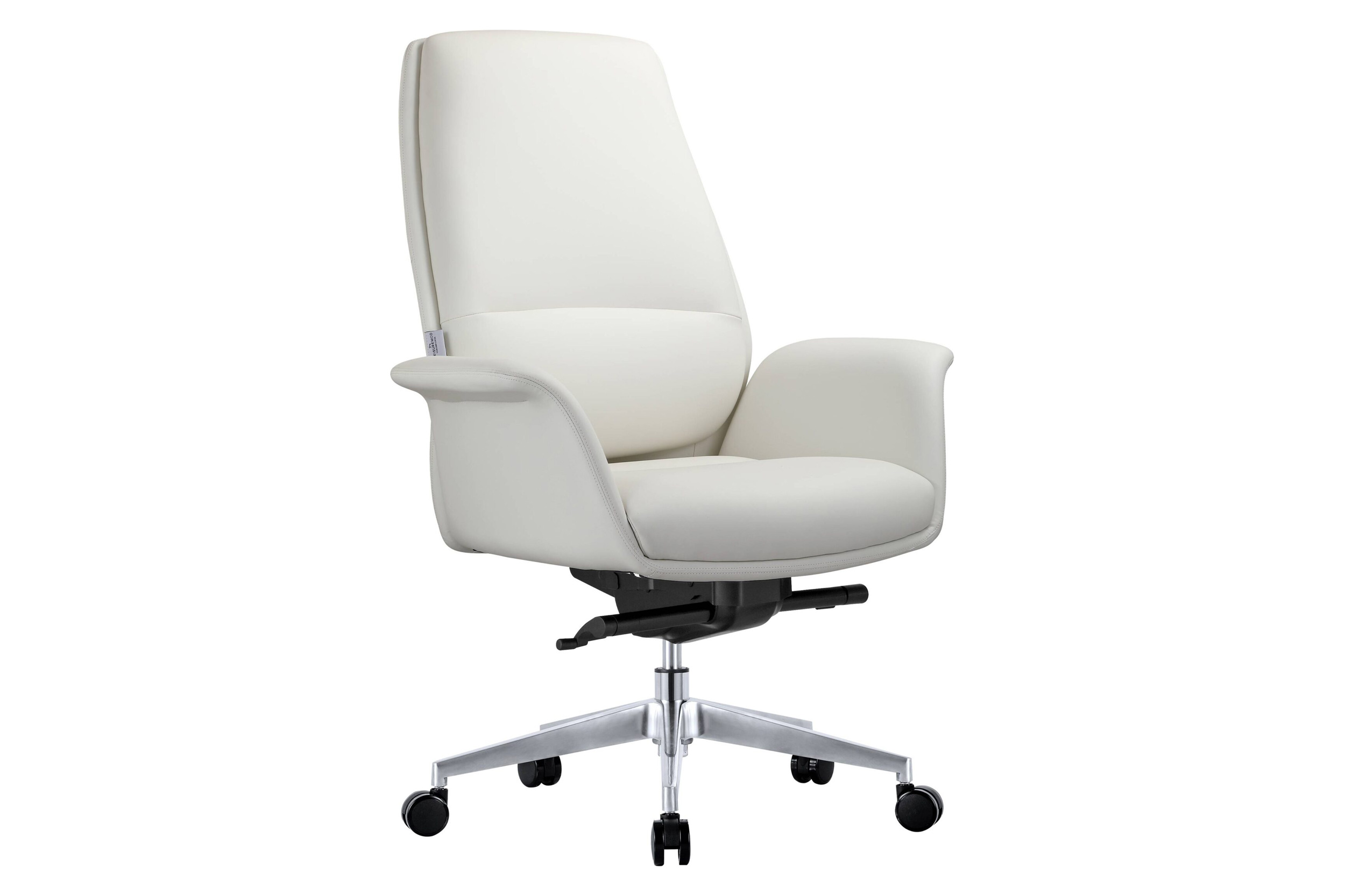 LeisureMod Summit Mid-Century Modern Faux Leather Conference Office Chair with Swivel and Tilt