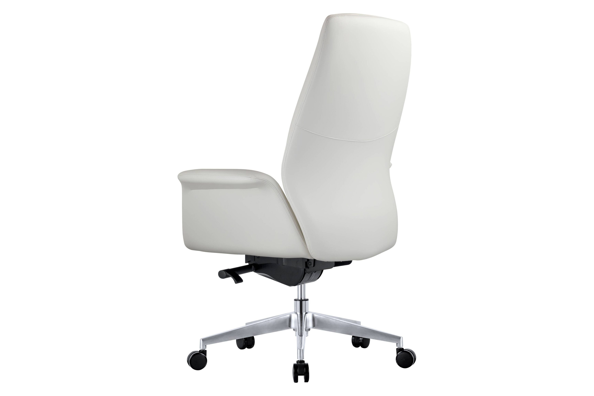 LeisureMod Summit Mid-Century Modern Faux Leather Conference Office Chair with Swivel and Tilt - White