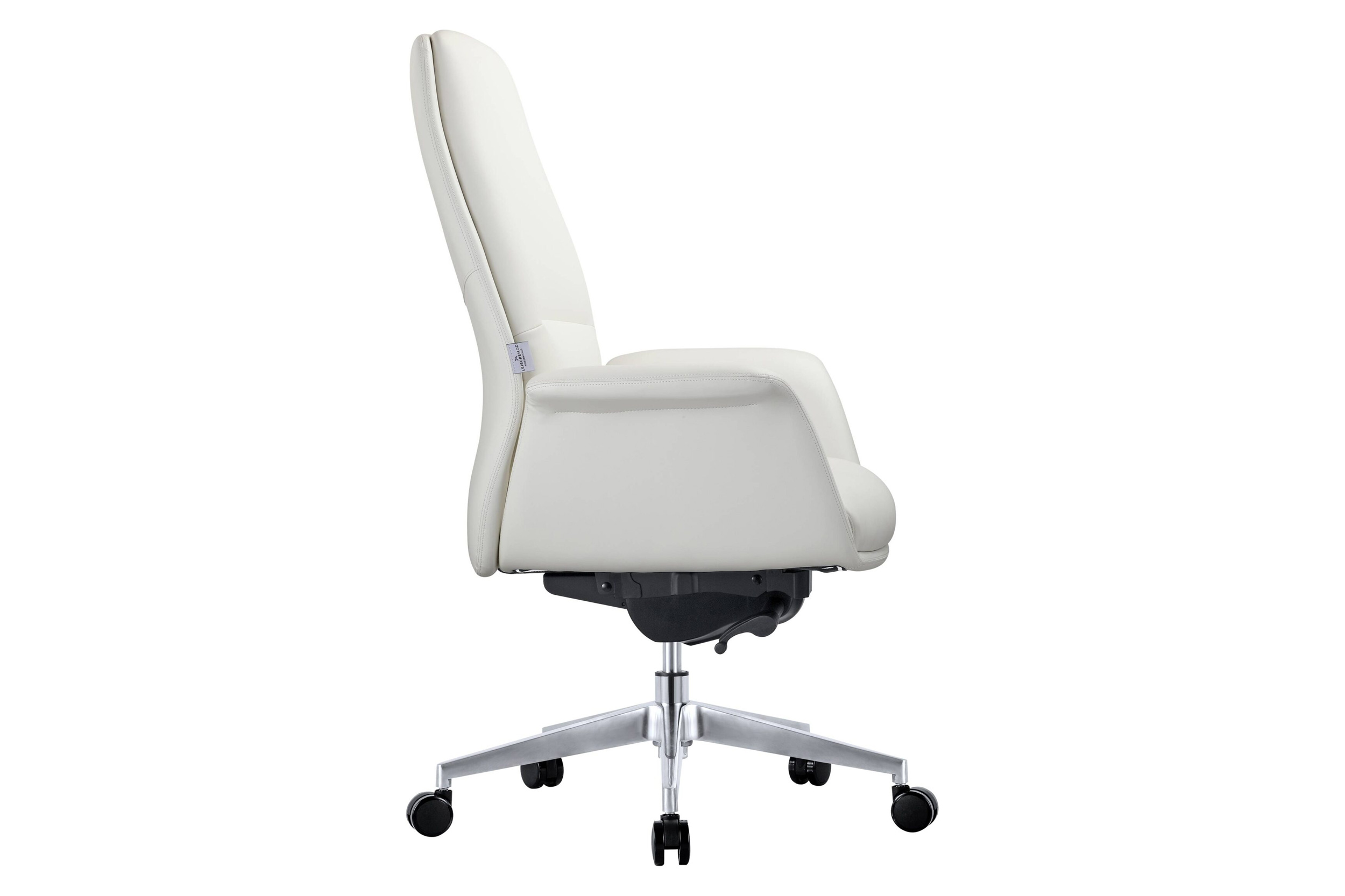 LeisureMod Summit Mid-Century Modern Faux Leather Conference Office Chair with Swivel and Tilt - White