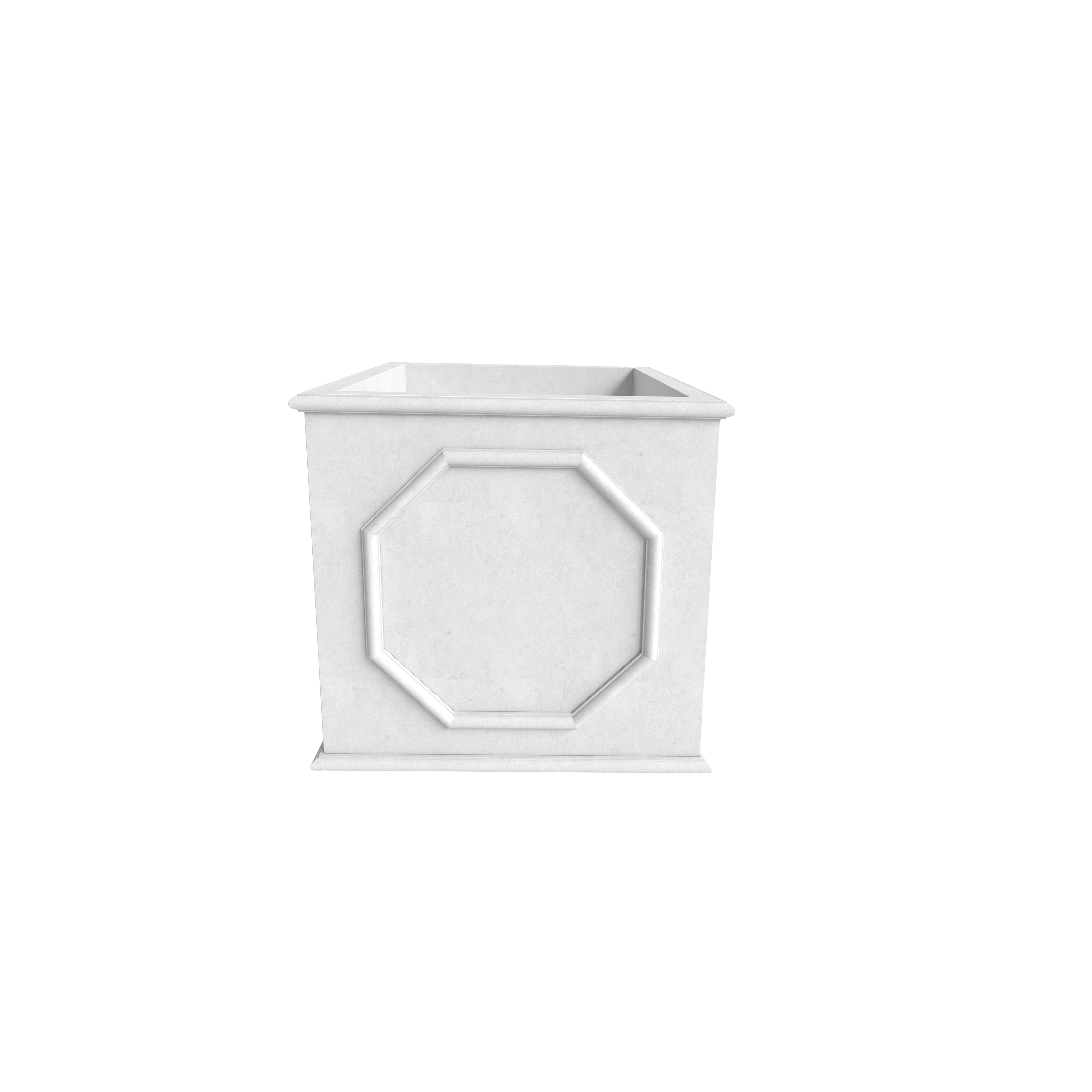 LeisureMod Sprout Modern 10" Cube Planter in Fiberstone and Clay - White