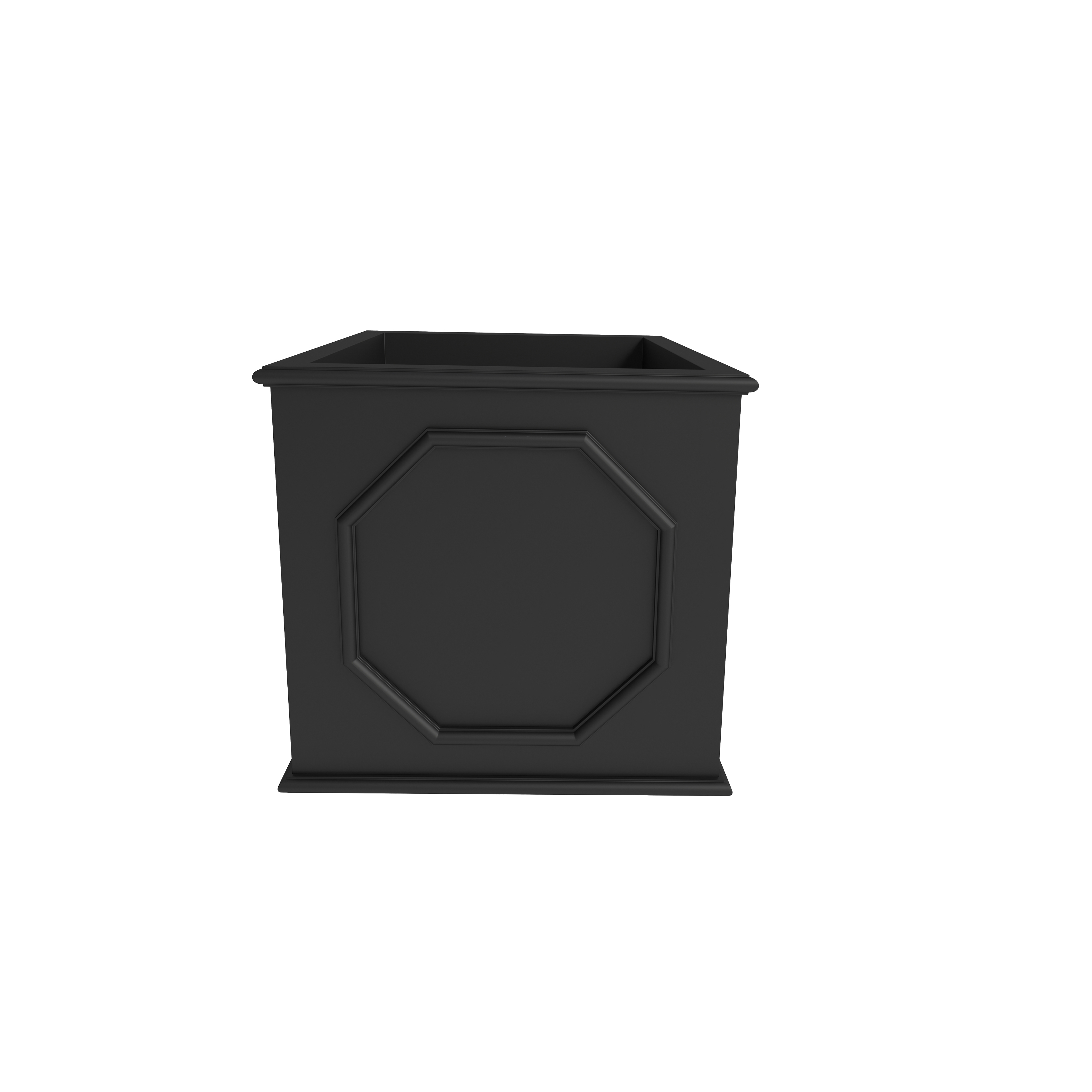 LeisureMod Sprout Modern 13" Cube Planter in Fiberstone and Clay - Black