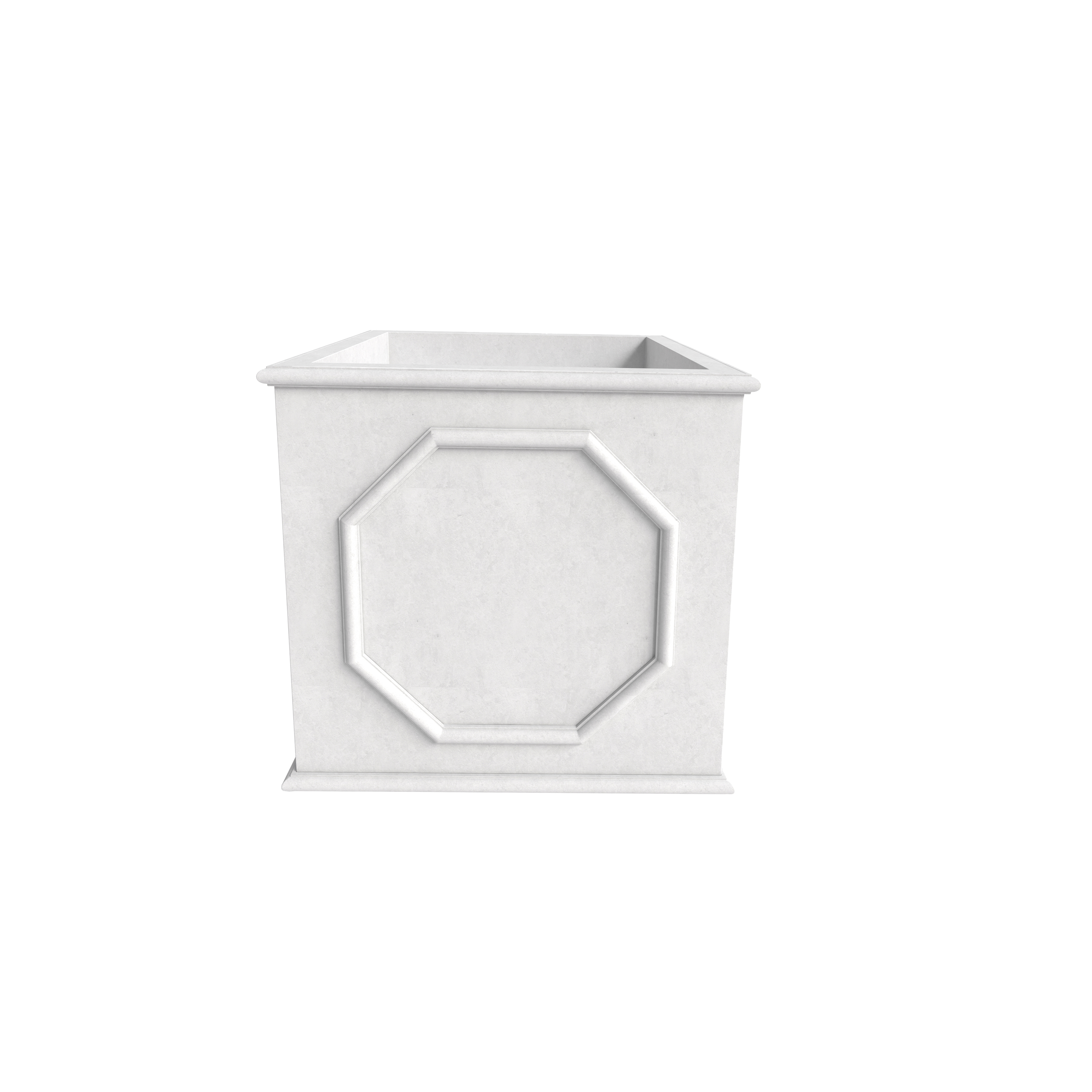 LeisureMod Sprout Modern 13" Cube Planter in Fiberstone and Clay - White