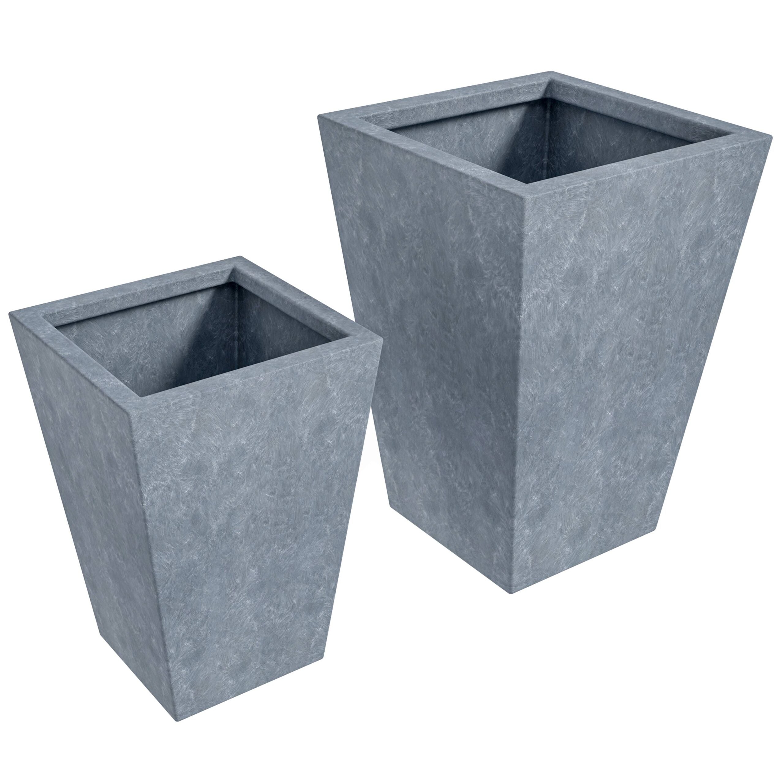 LeisureMod Serene Modern Fiberstone and Clay Planters Pot (Set of 2)