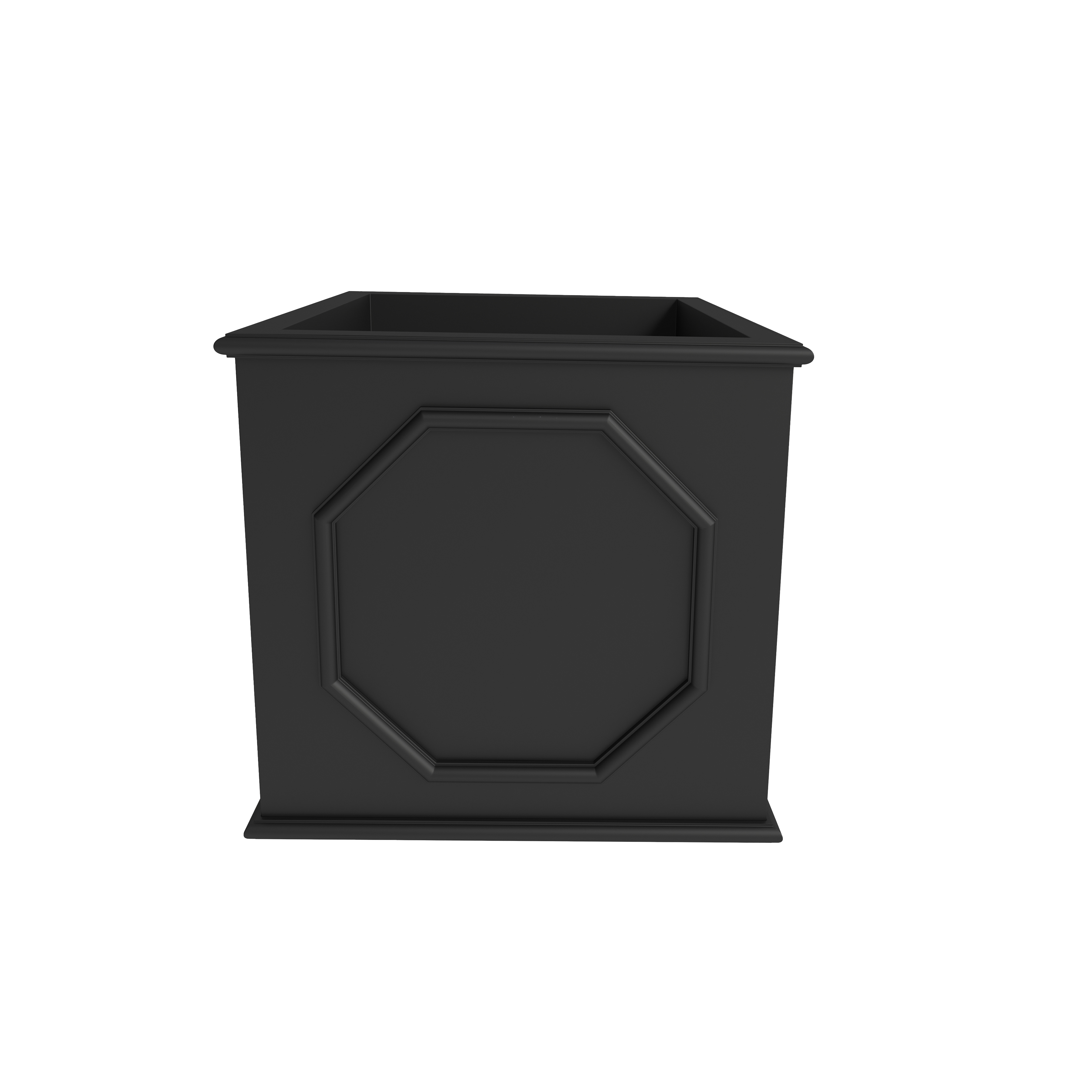 LeisureMod Sprout Modern 15" Cube Planter in Fiberstone and Clay - Black