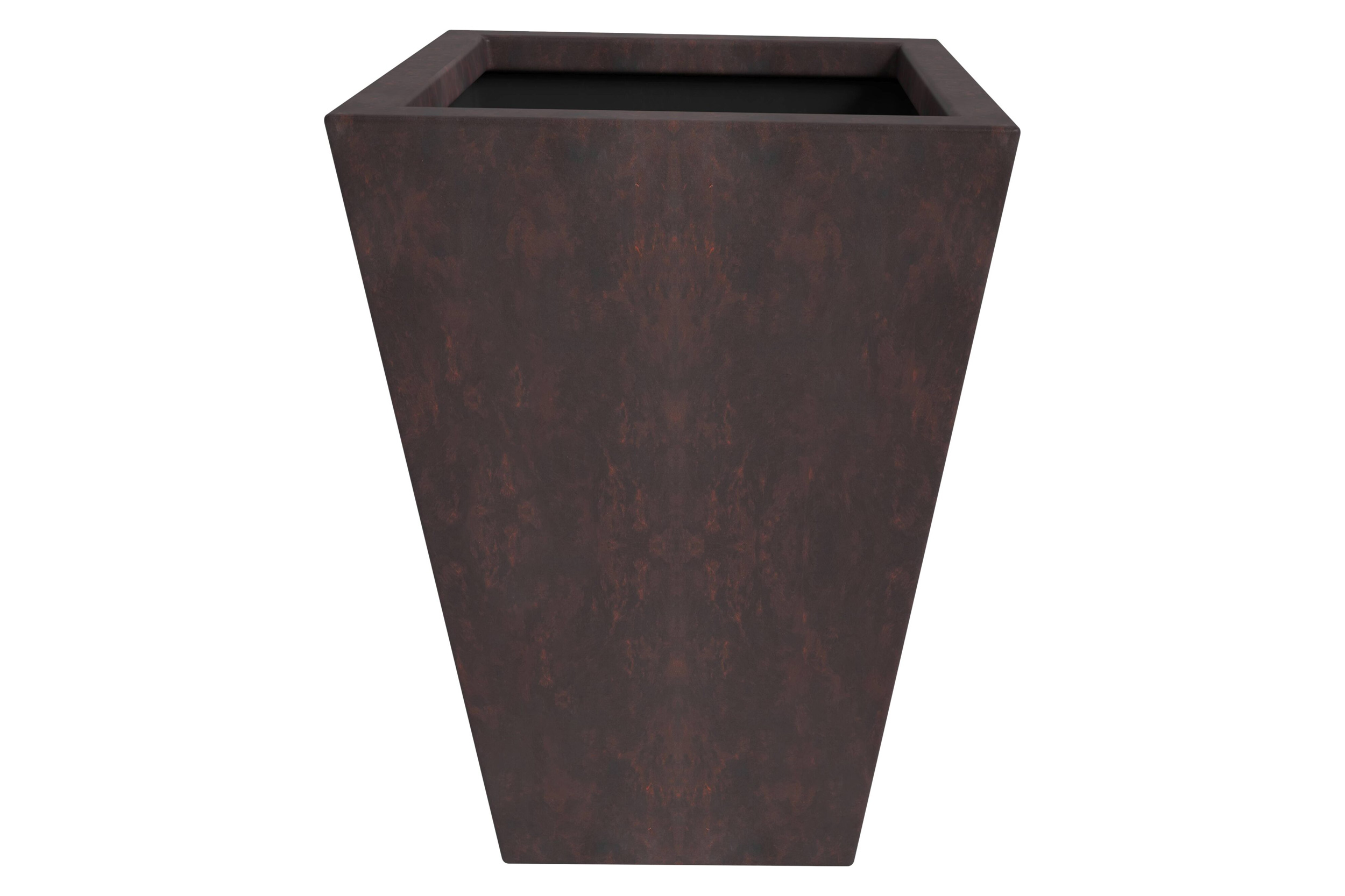 LeisureMod Serene Modern Fiberstone and Clay Planter - Tapered Square Plant Pot with Drainage Holes - Brown