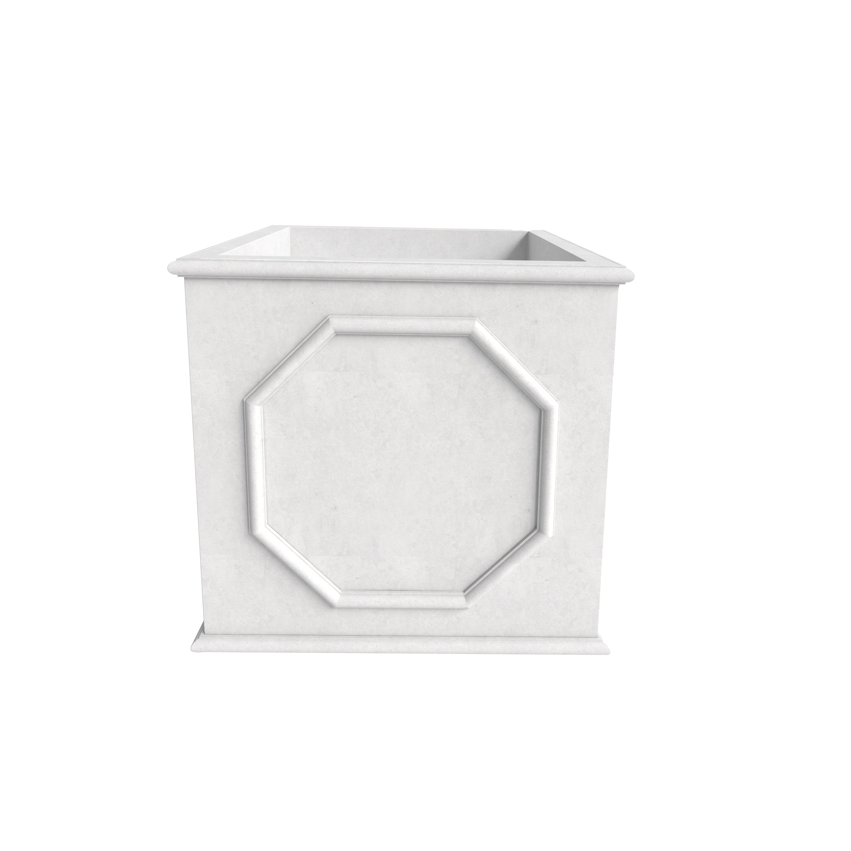 LeisureMod Sprout Modern 15" Cube Planter in Fiberstone and Clay - White