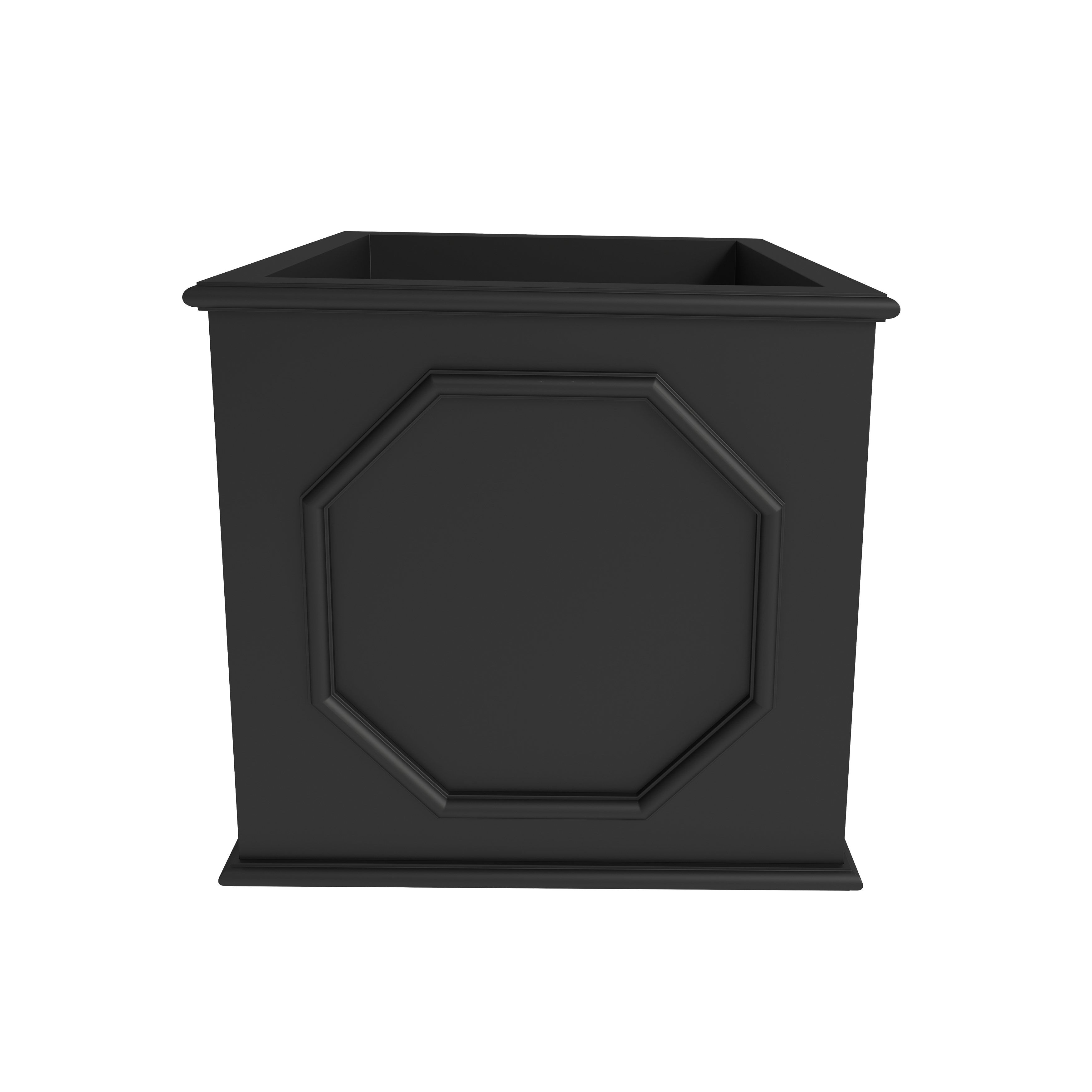 LeisureMod Sprout Modern 18" Cube Planter in Fiberstone and Clay - Black