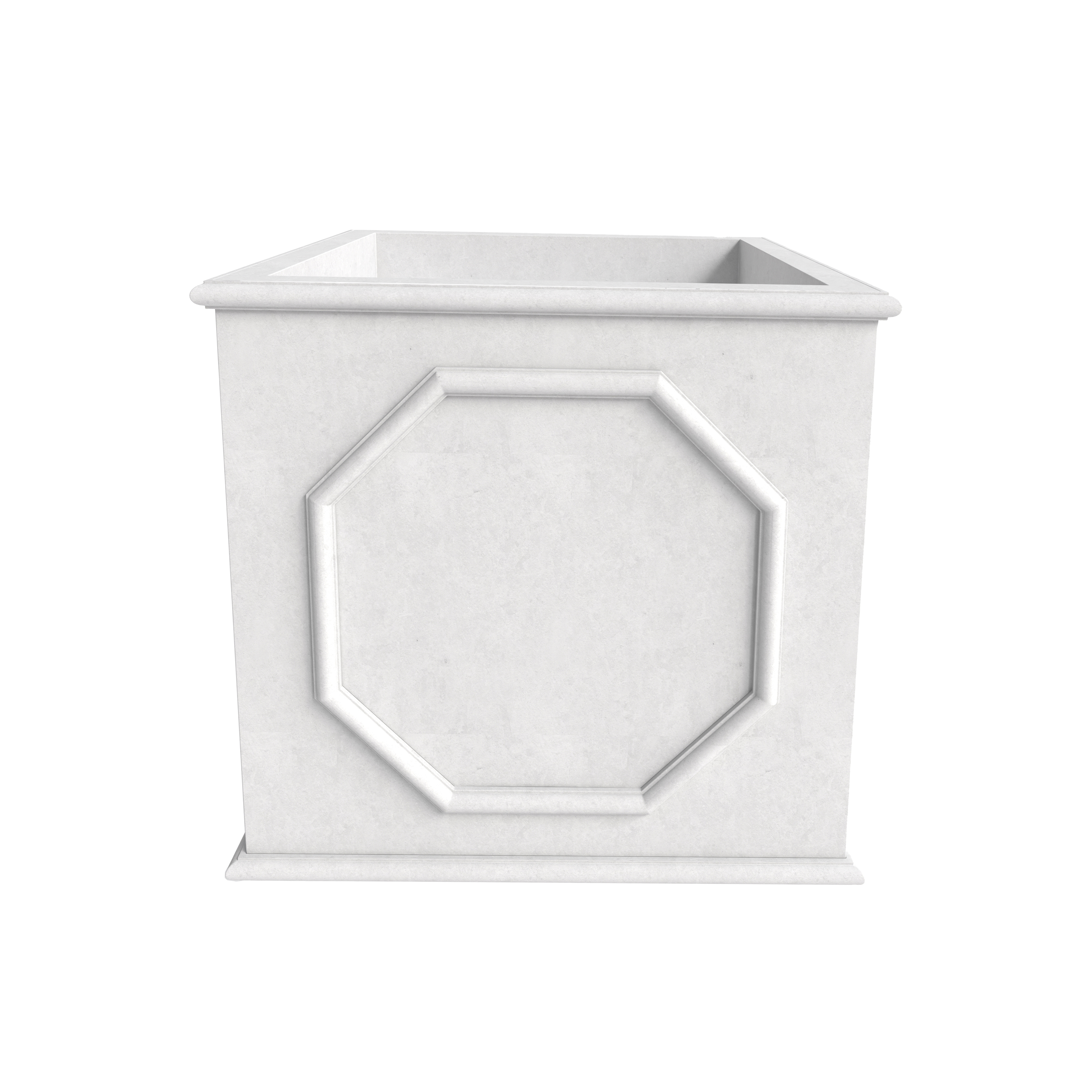 LeisureMod Sprout Modern 18" Cube Planter in Fiberstone and Clay - White