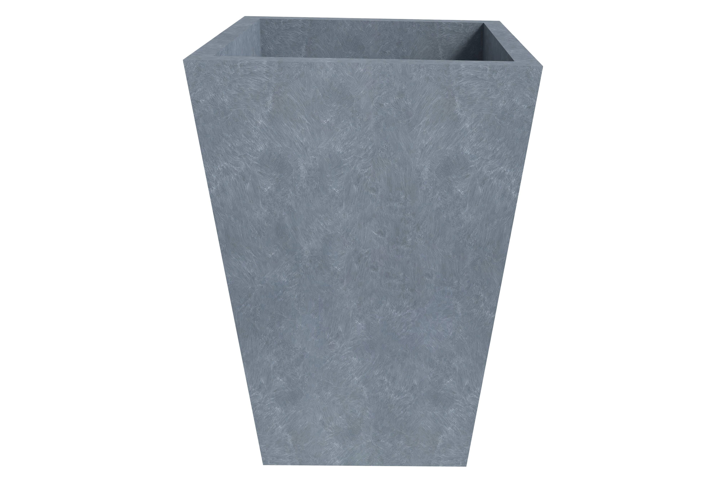 LeisureMod Serene Modern Fiberstone and Clay Planter - Tapered Square Plant Pot with Drainage Holes - Aged Concrete