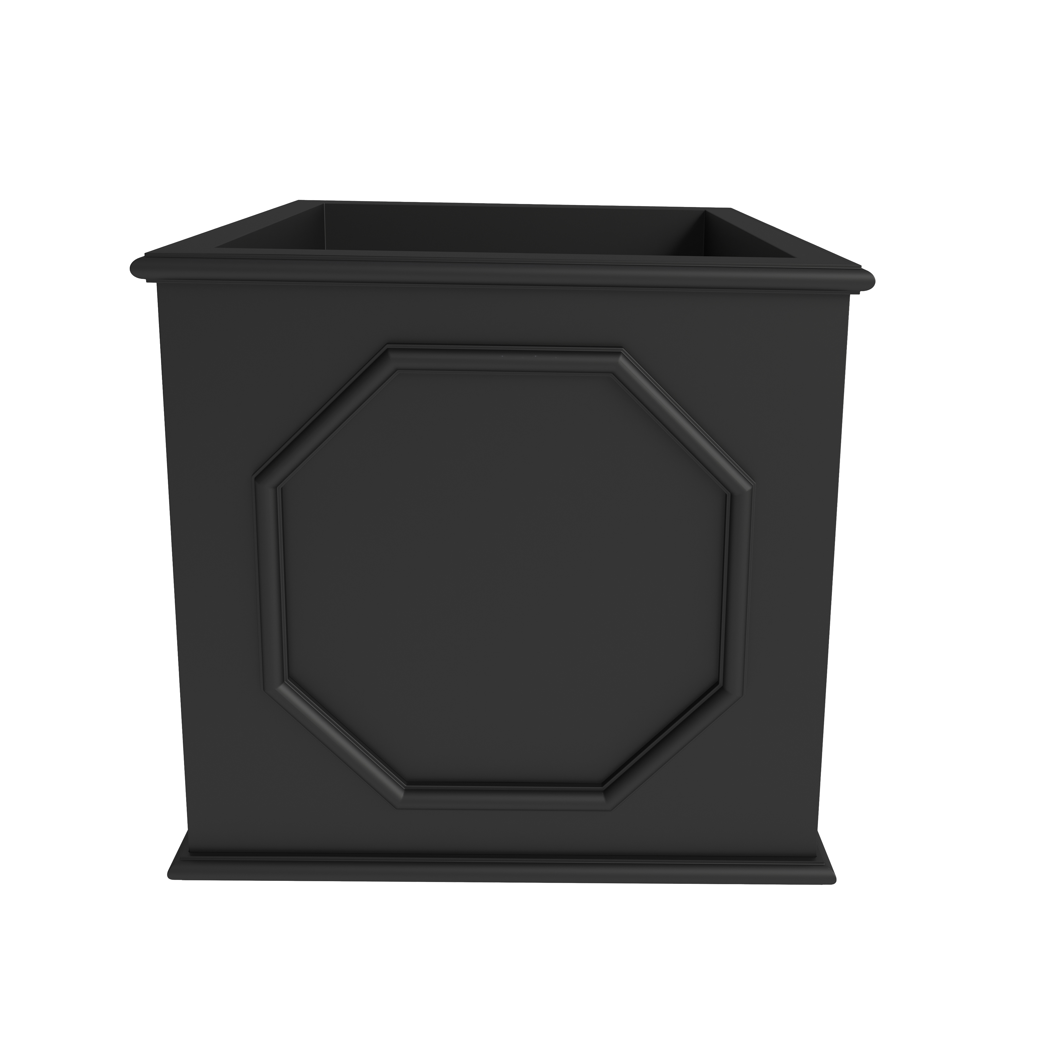 LeisureMod Sprout Modern 22" Cube Planter in Fiberstone and Clay - Black