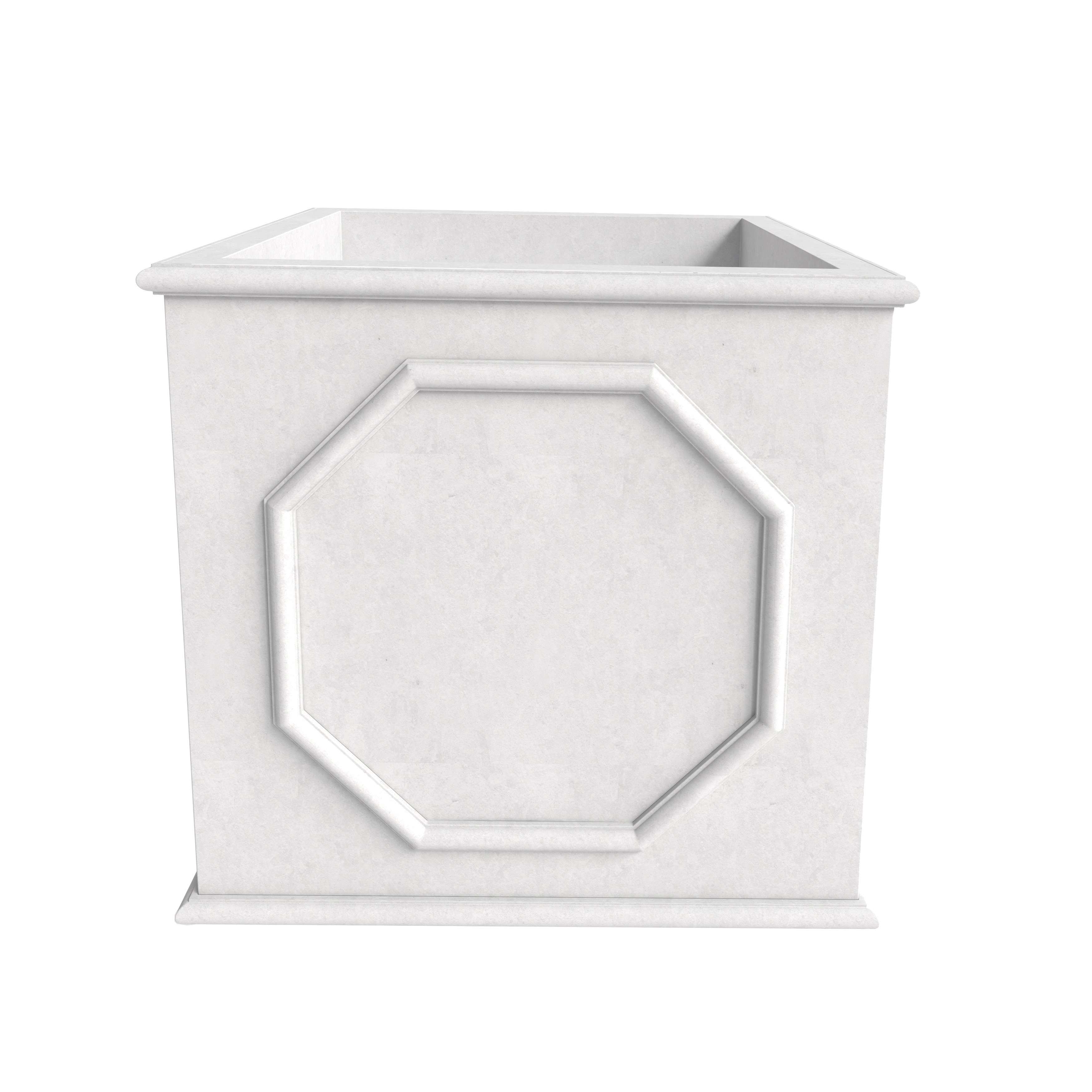 LeisureMod Sprout Modern 22" Cube Planter in Fiberstone and Clay - White