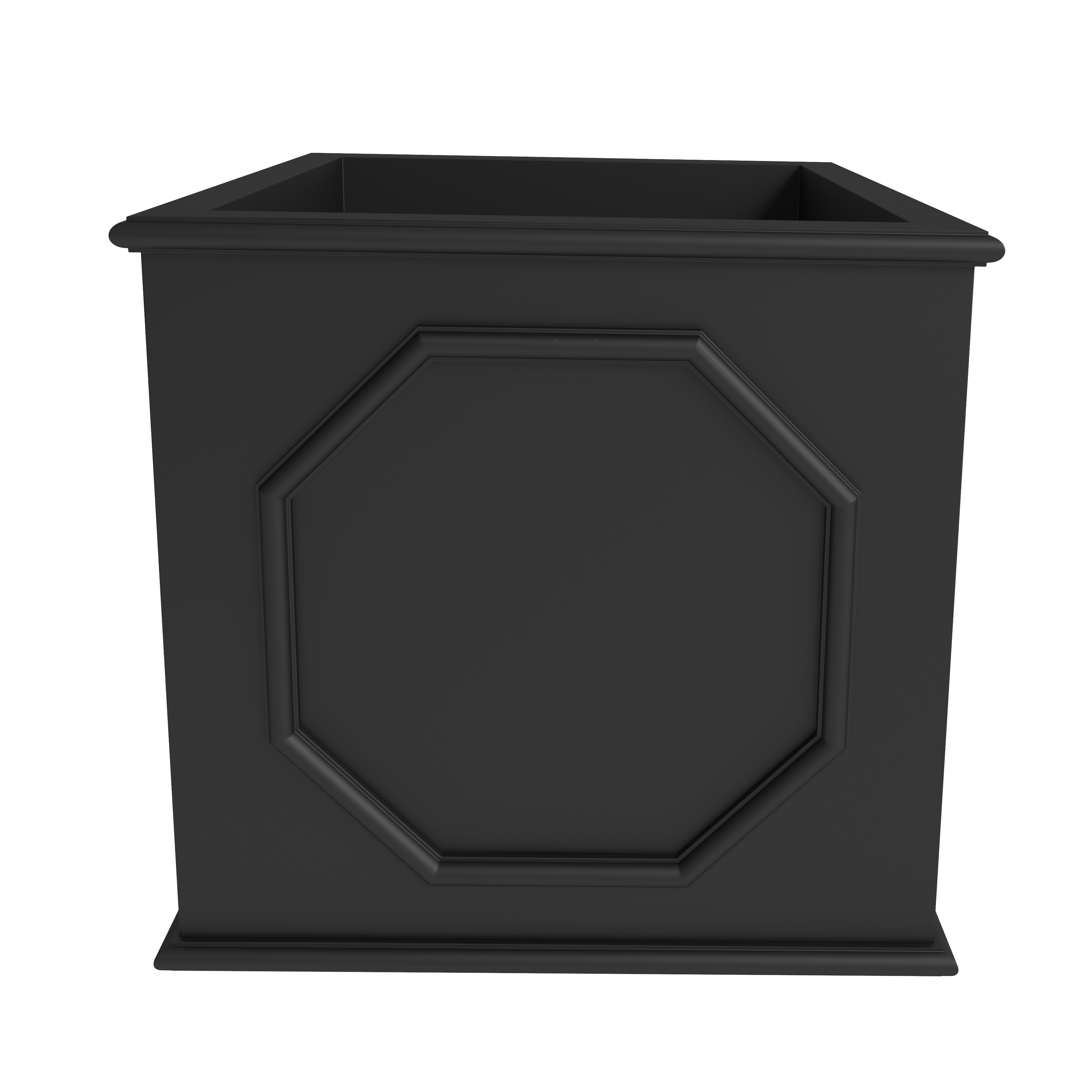 LeisureMod Sprout Modern 26" Cube Planter in Fiberstone and Clay - Black