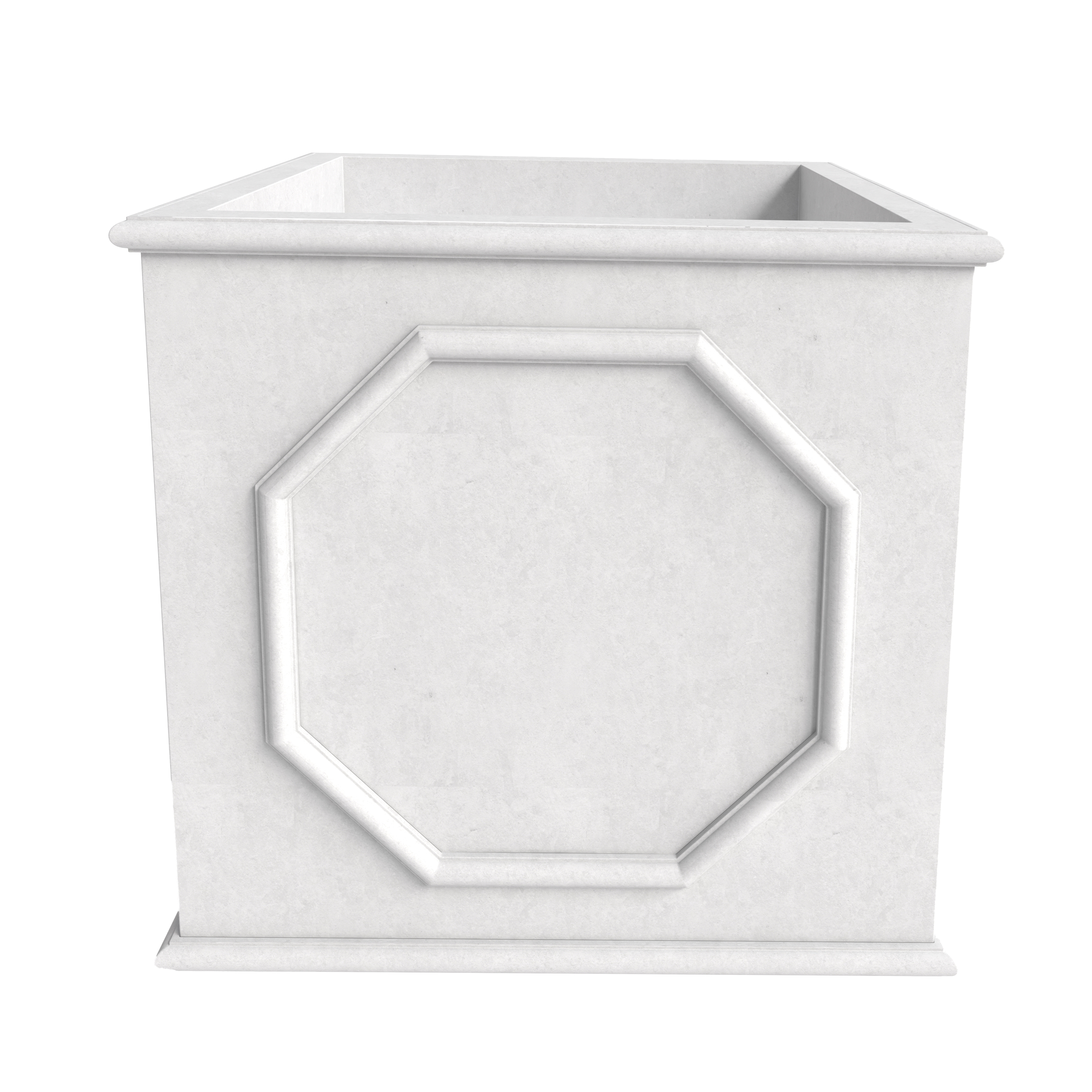 LeisureMod Sprout Modern 26" Cube Planter in Fiberstone and Clay - White